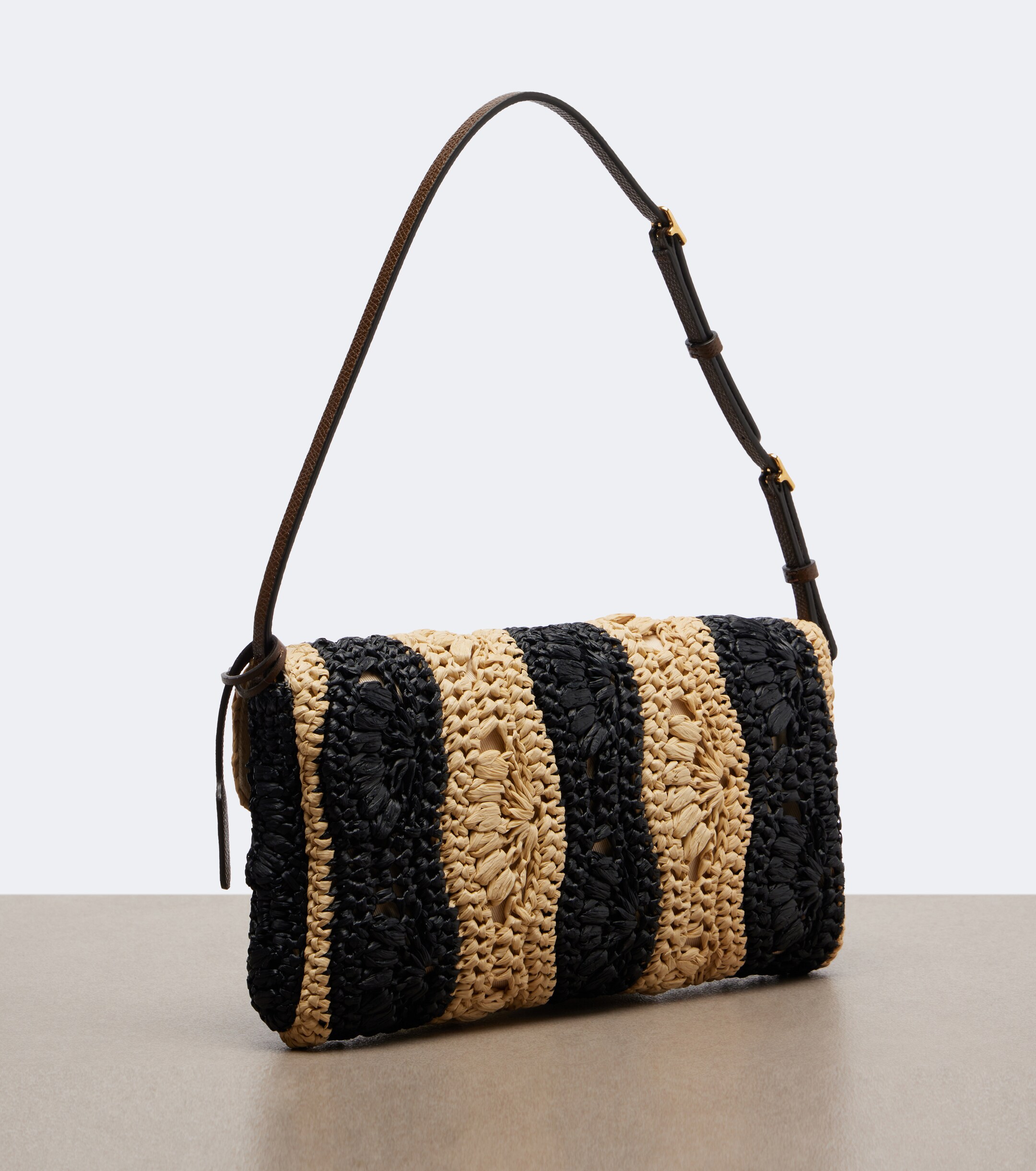 Valentino Garavani DeVain Small raffia-effect shoulder bag thumbnail