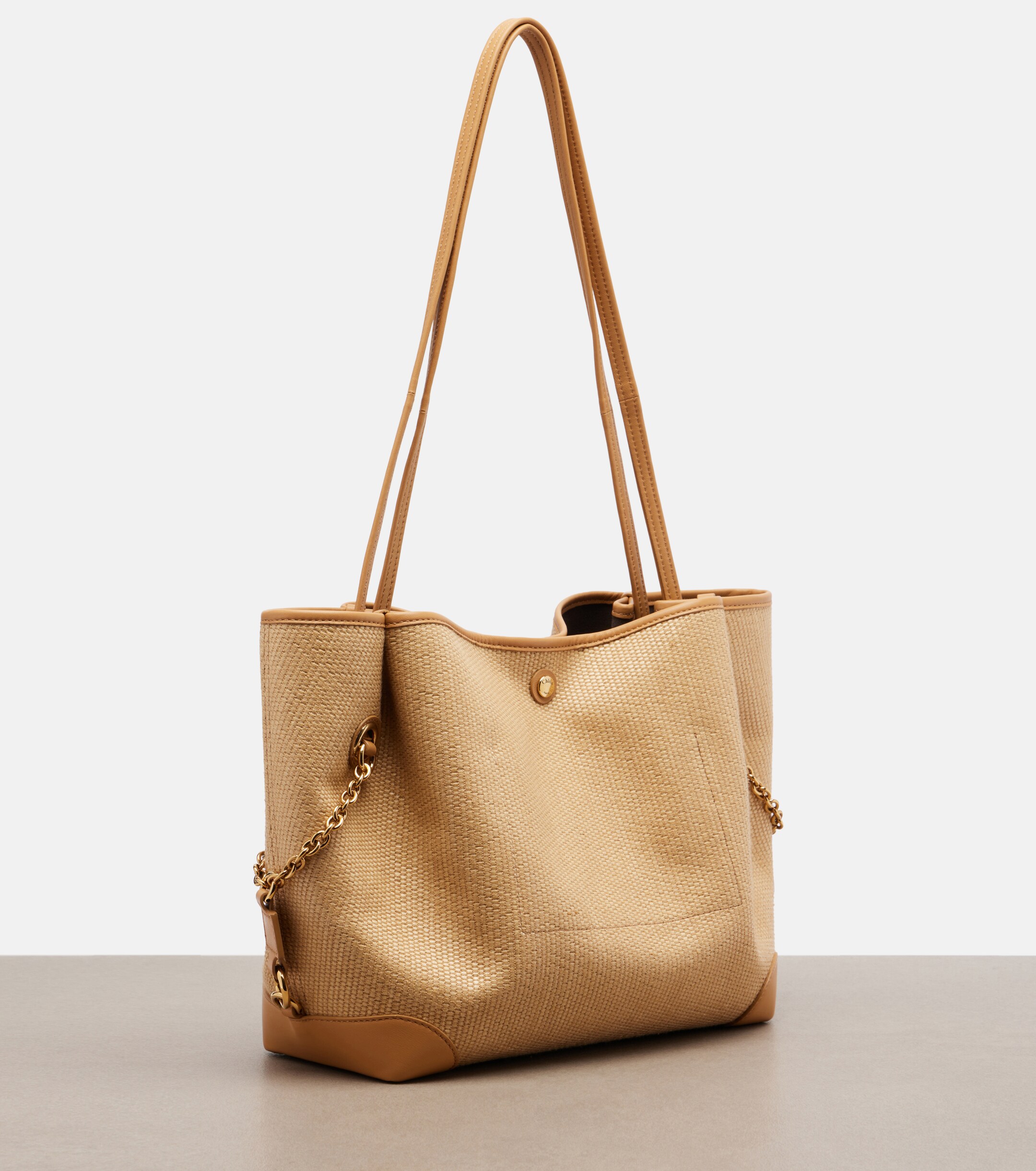 Chloé Chloé Clover Medium raffia-effect tote bag