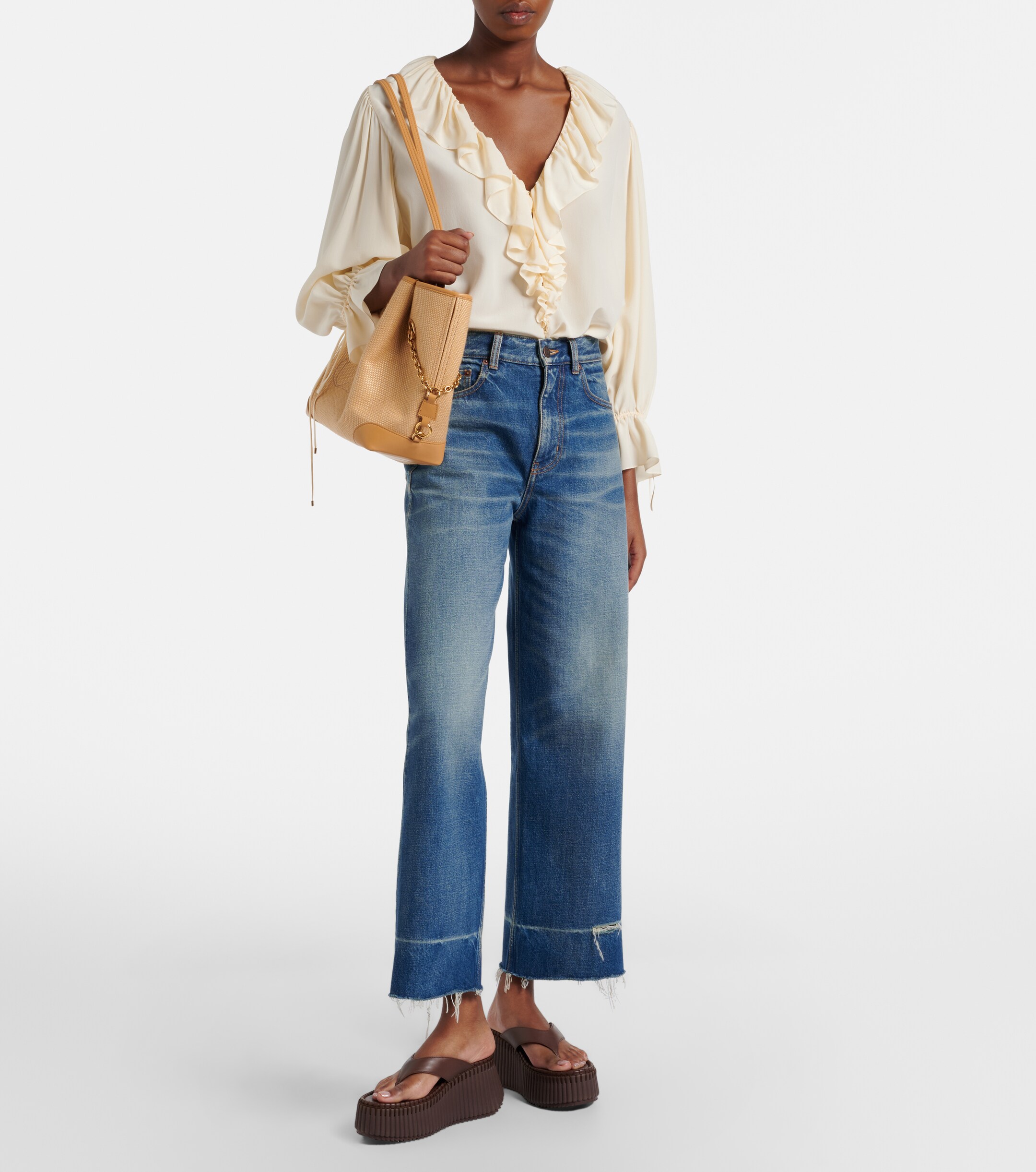 Chloé Chloé Clover Medium raffia-effect tote bag