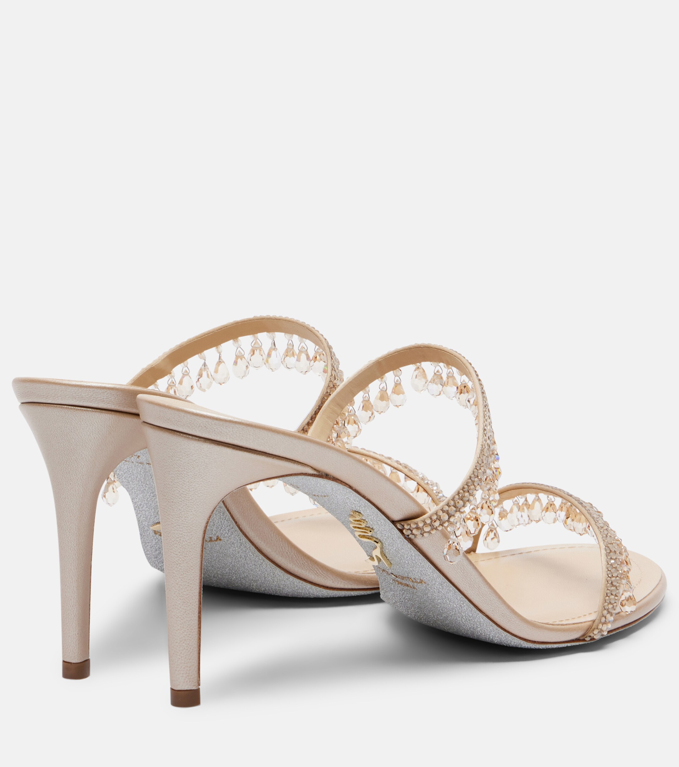 RENÉ CAOVILLA Rene Caovilla Chandelier embellished satin mules