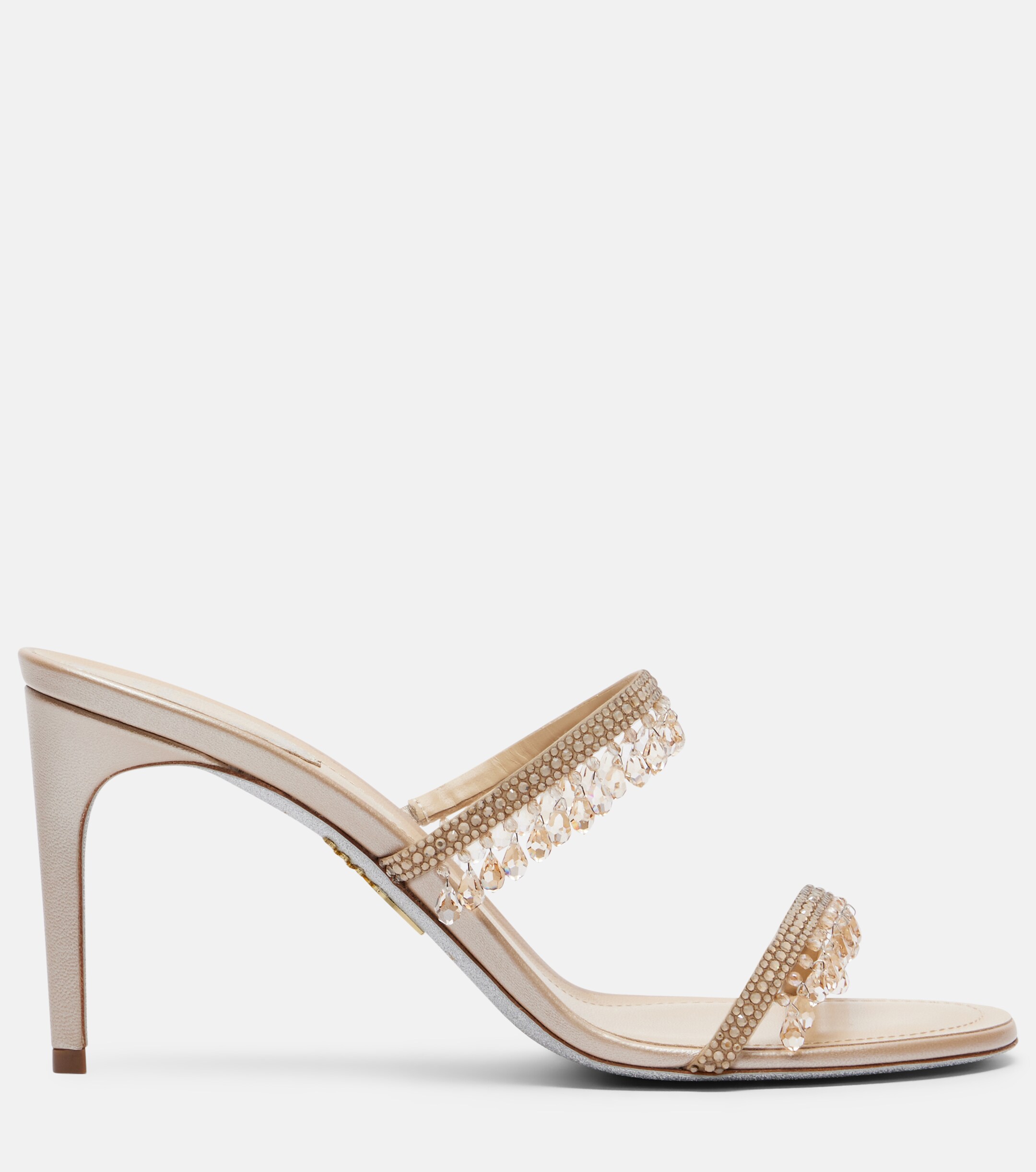 RENÉ CAOVILLA Rene Caovilla Chandelier embellished satin mules