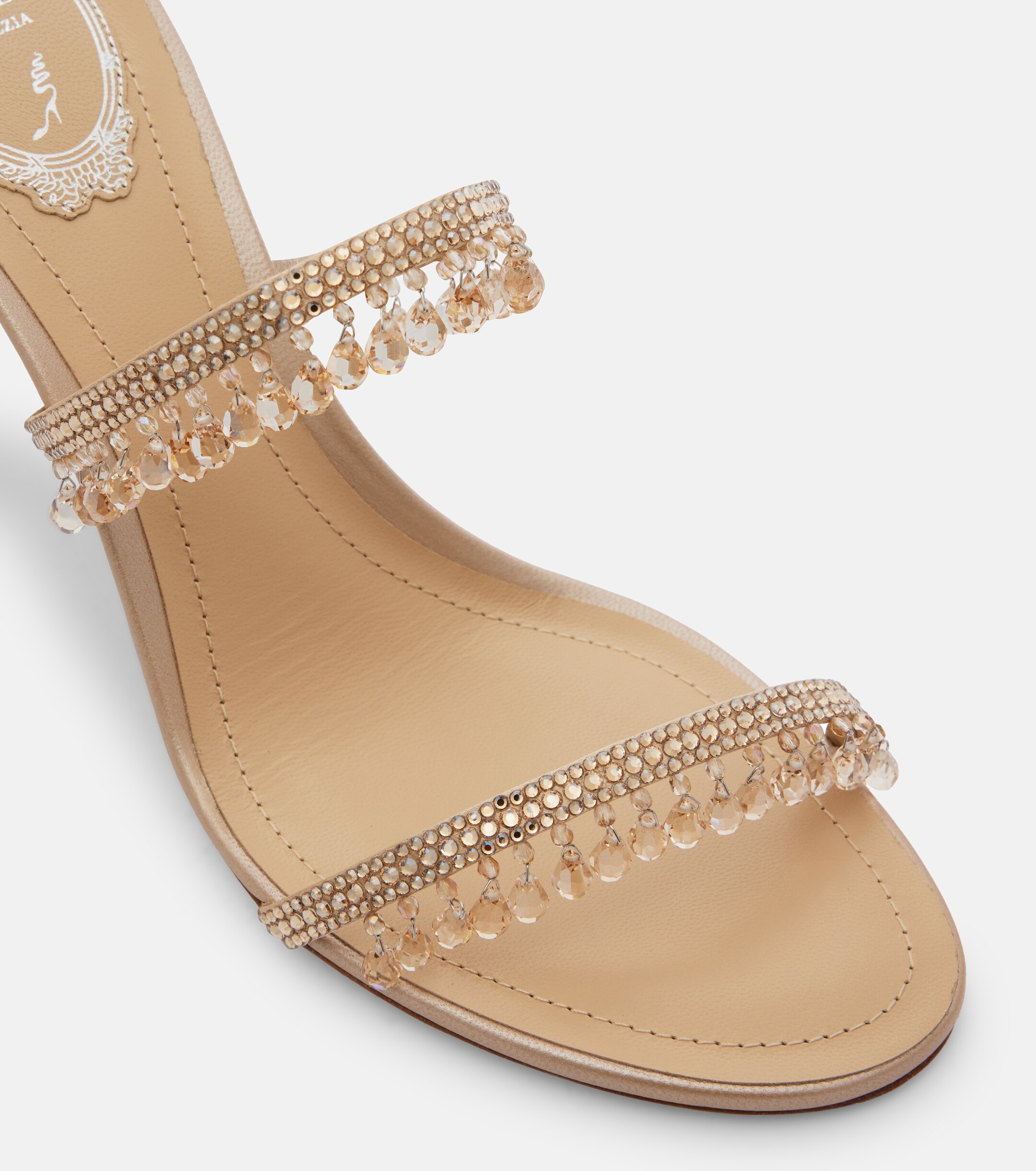 RENÉ CAOVILLA Rene Caovilla Chandelier embellished satin mules