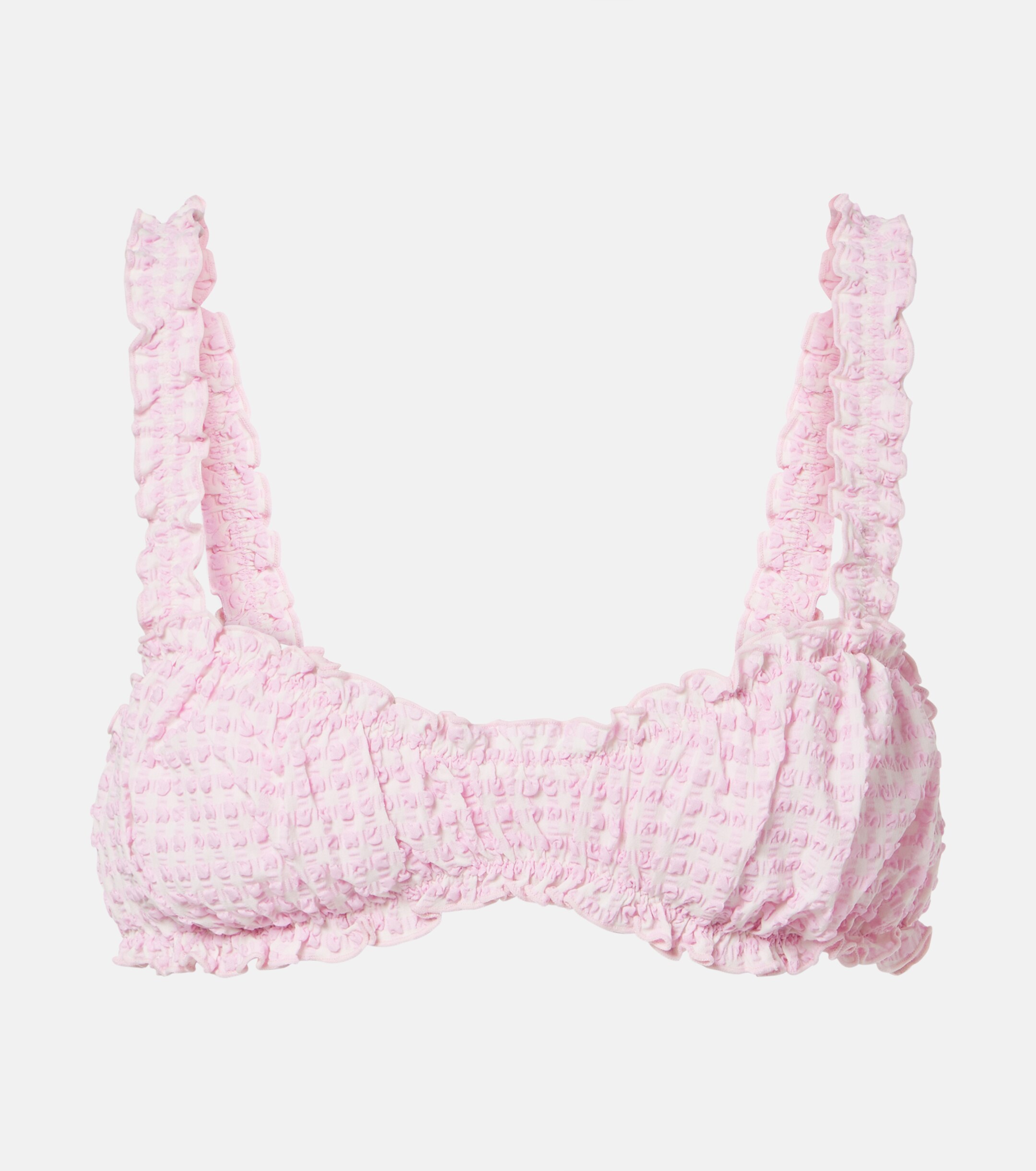 SIMKHAI Simkhai Ruffled checked bikini top