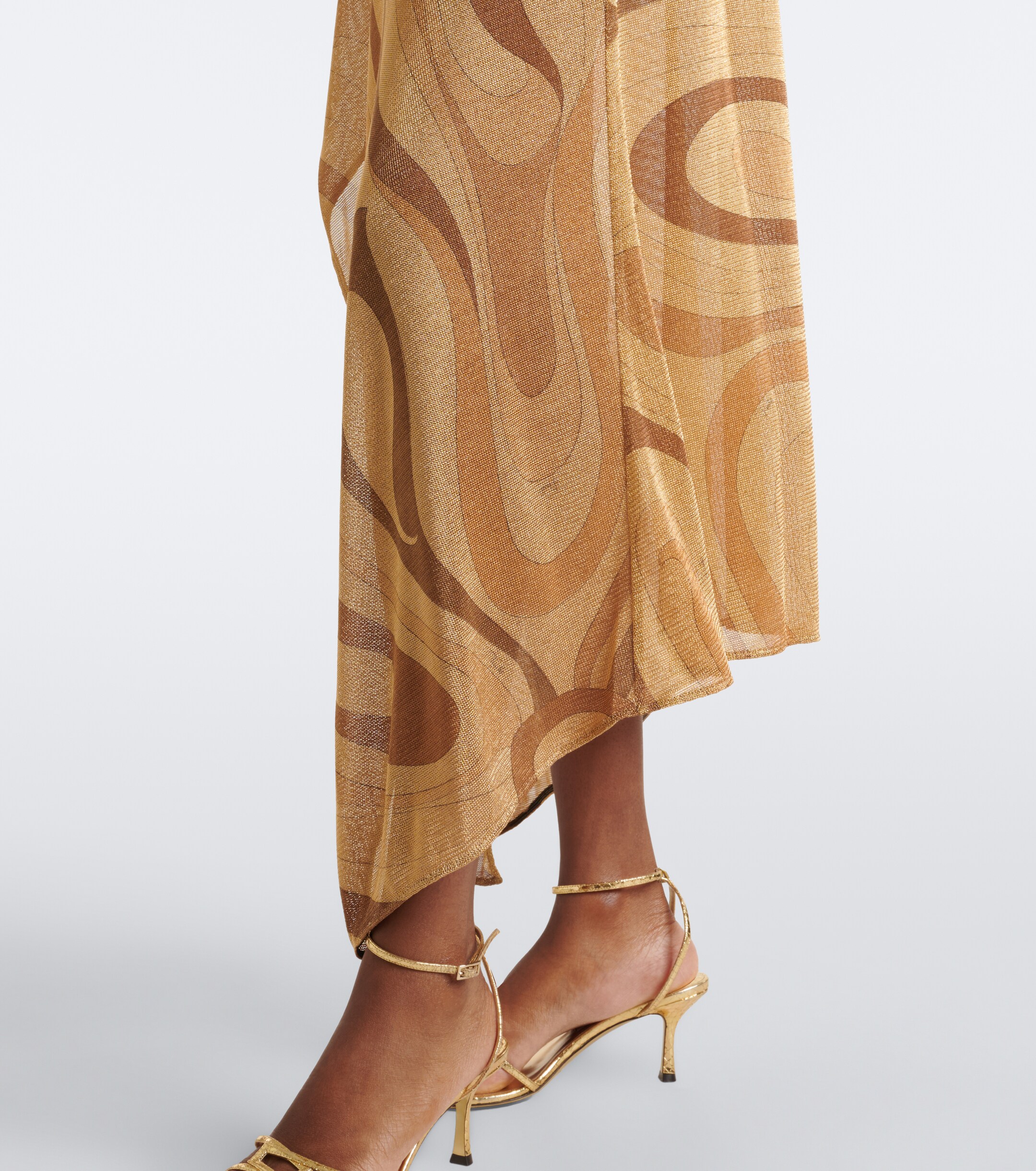 Pucci Pucci Marmo asymmetric Lurex voile midi dress