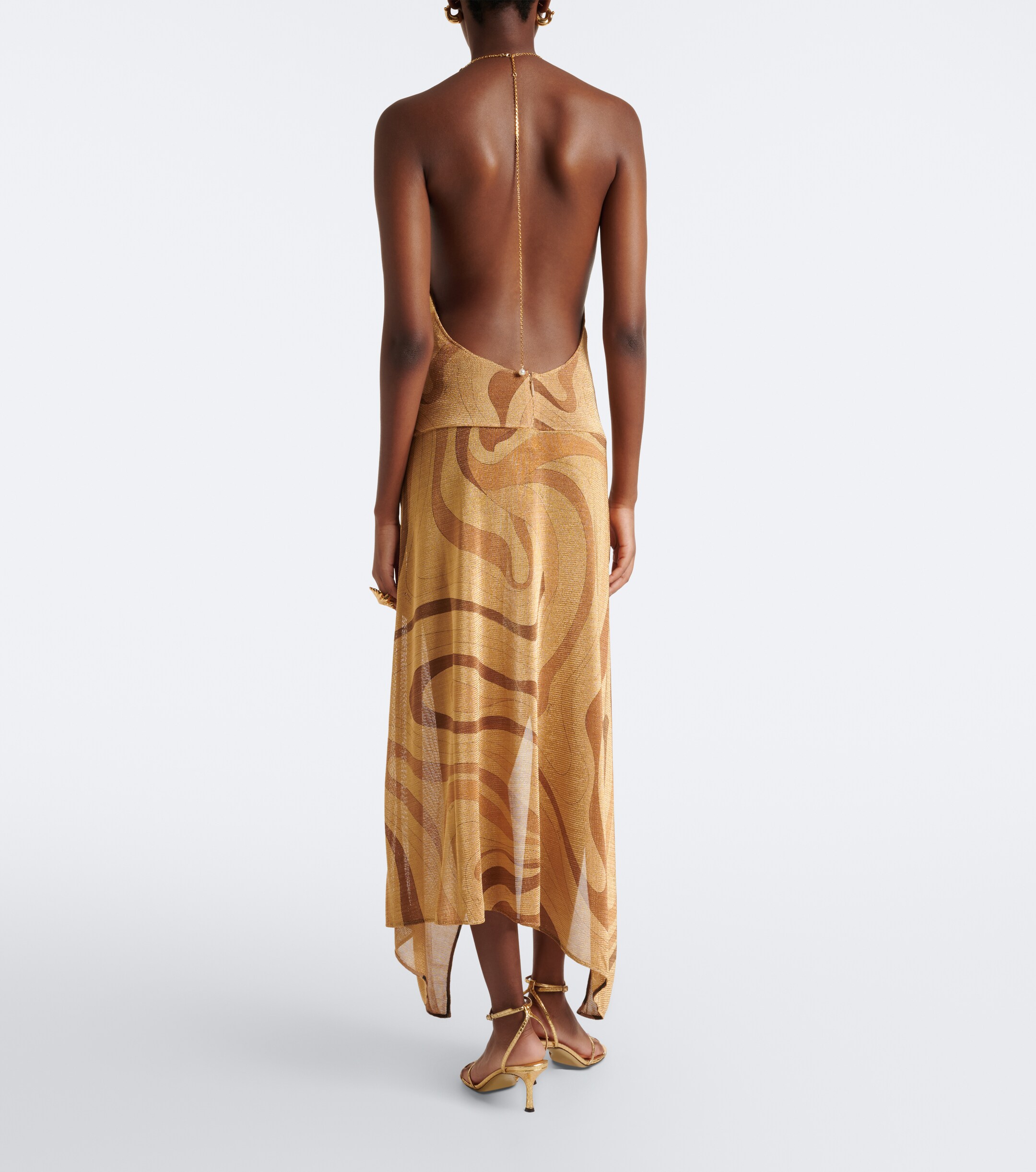 Pucci Pucci Marmo asymmetric Lurex voile midi dress