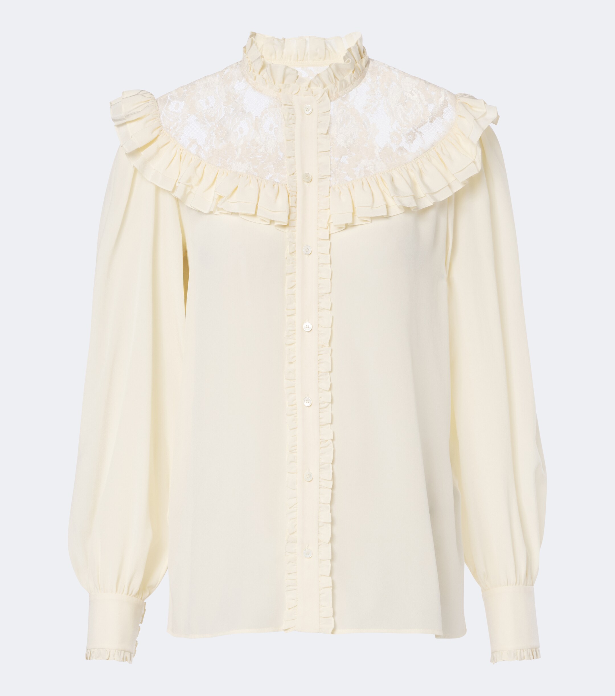 Chloé Chloé Lace-trimmed silk crêpe de chine blouse