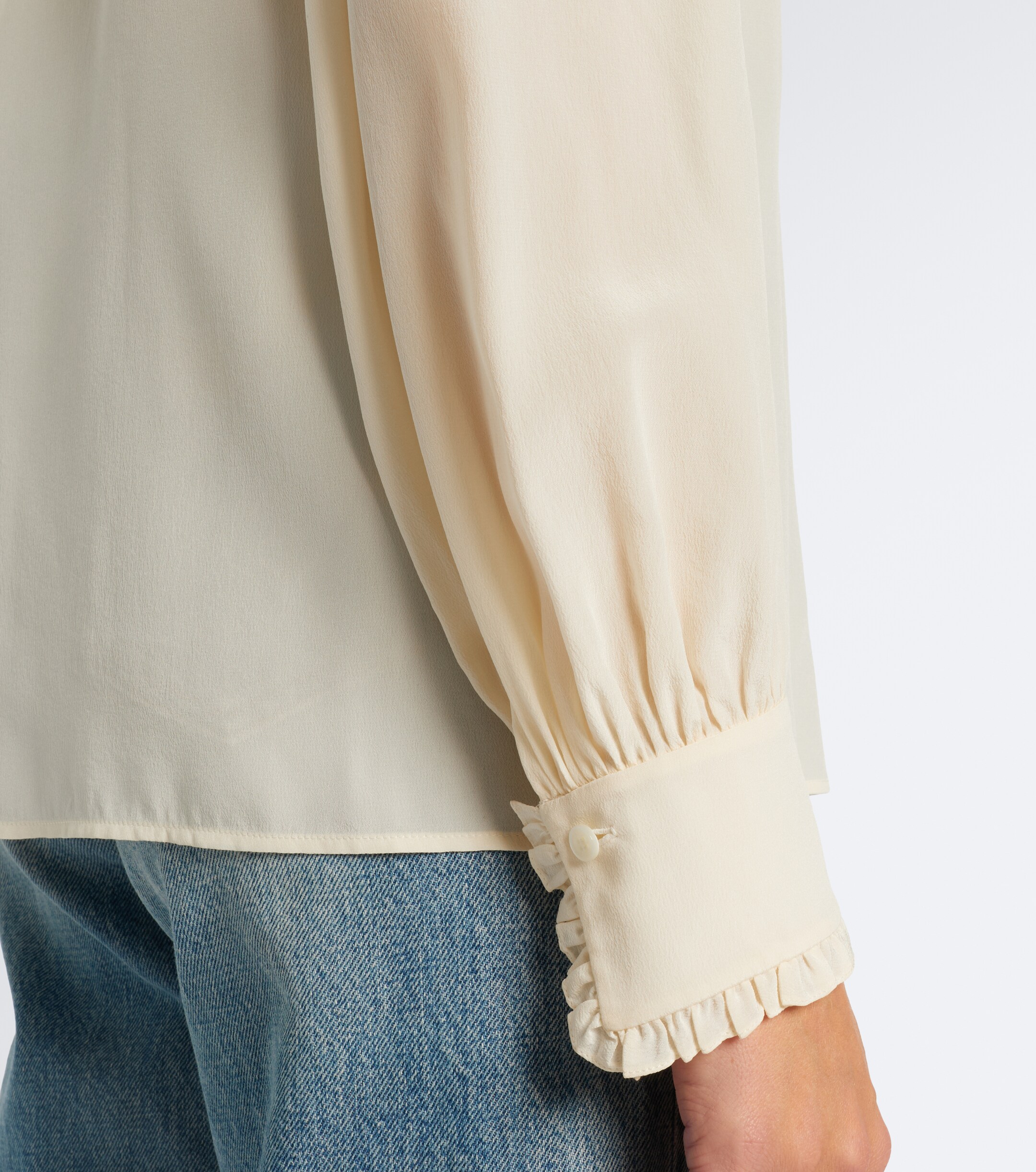 Chloé Chloé Lace-trimmed silk crêpe de chine blouse