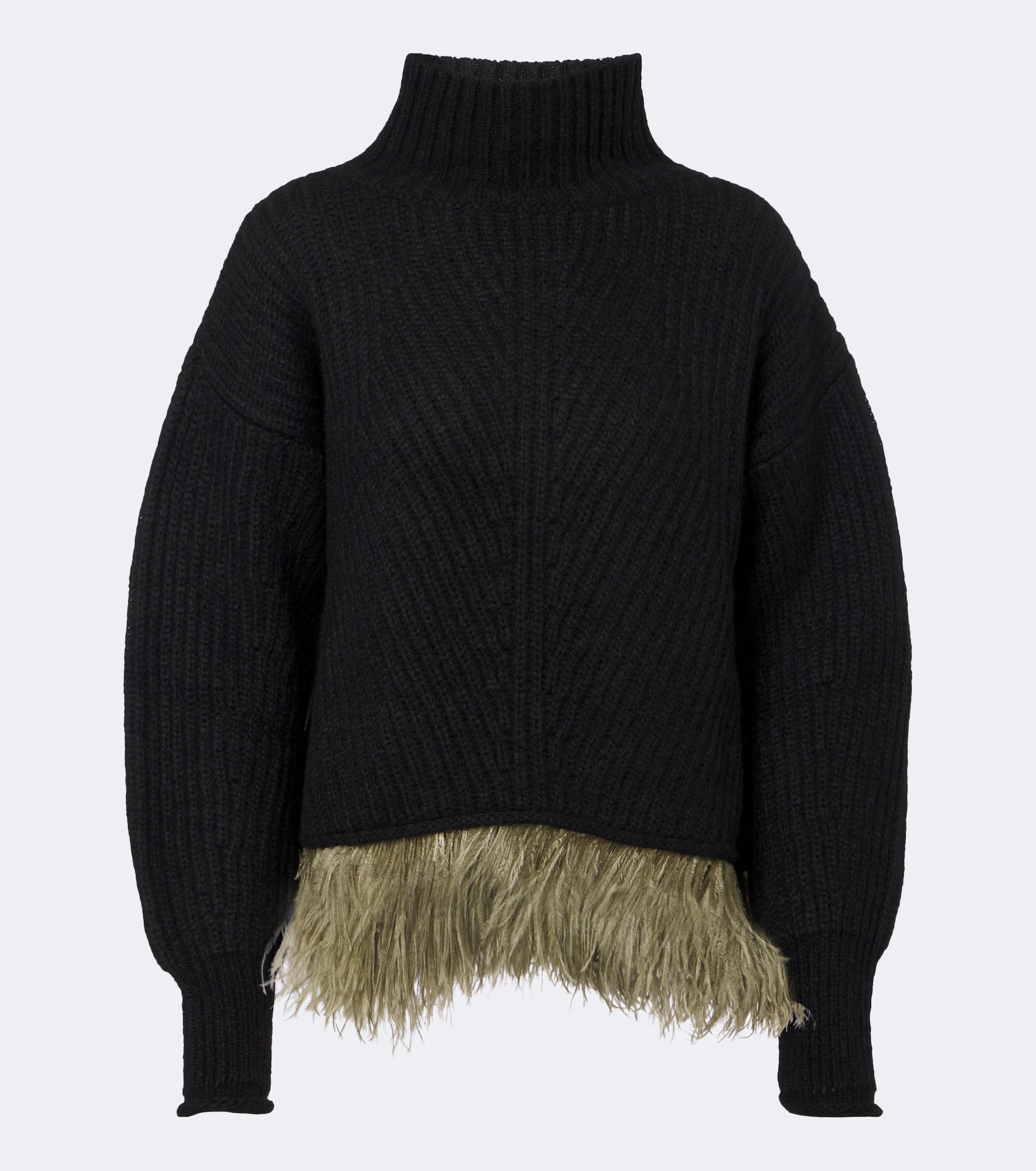 La DoubleJ La DoubleJ Feather-trimmed alpaca and wool-blend sweater