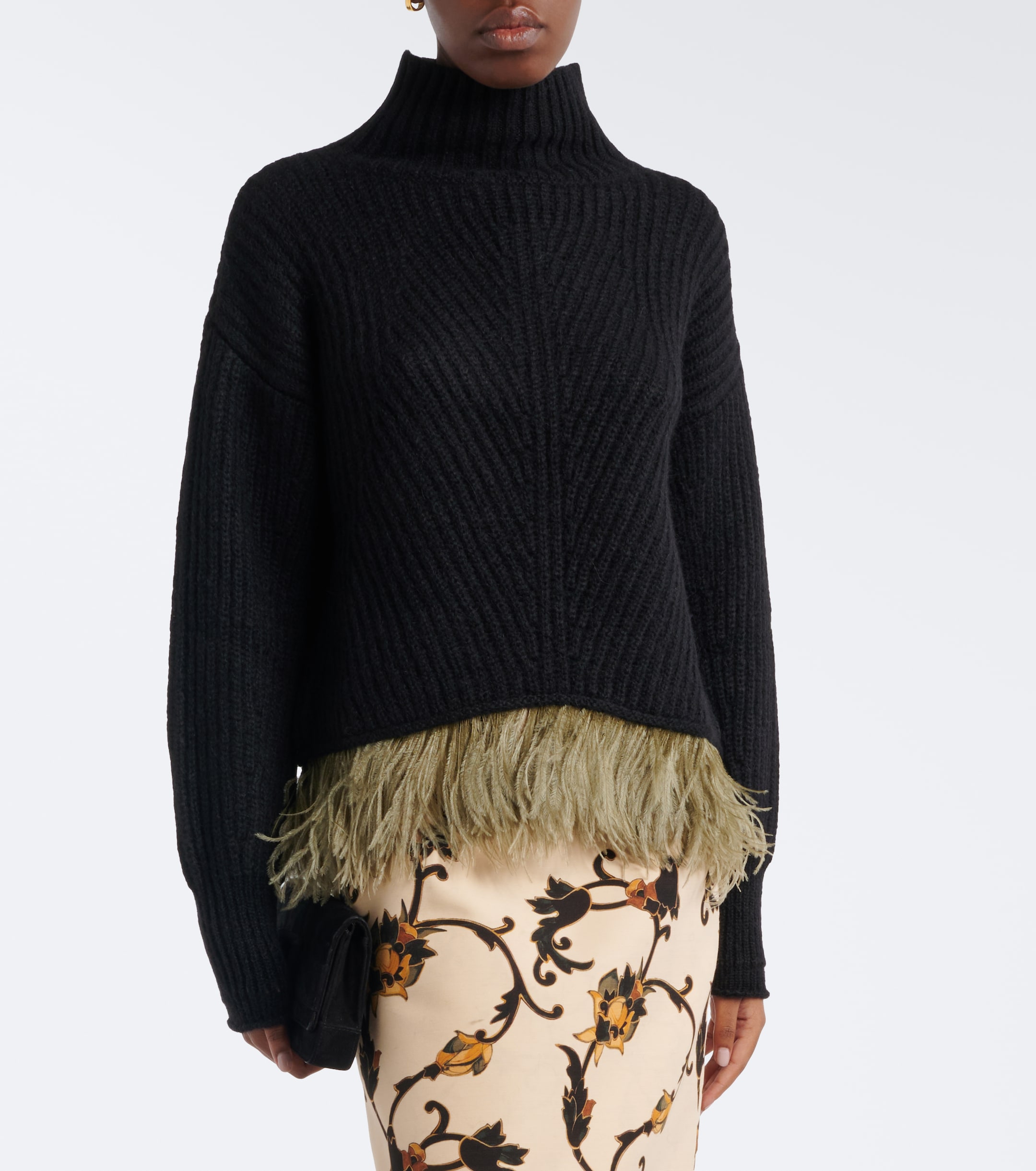 La DoubleJ La DoubleJ Feather-trimmed alpaca and wool-blend sweater
