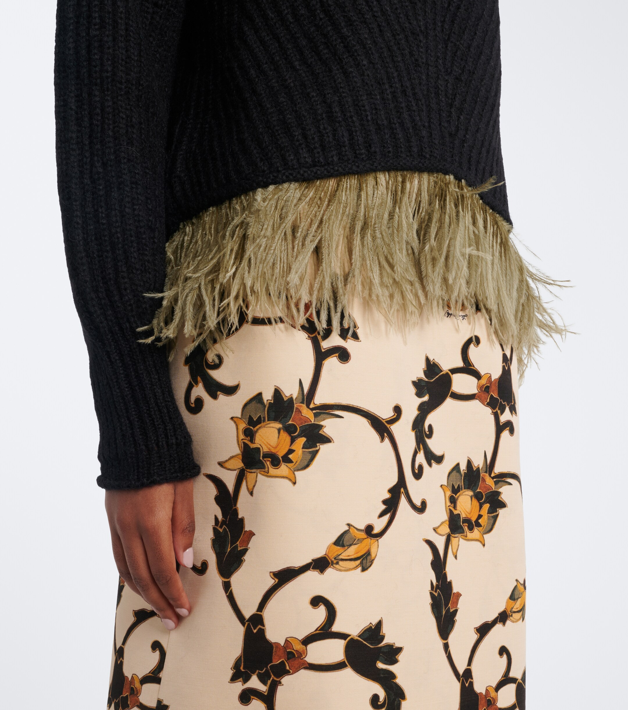 La DoubleJ La DoubleJ Feather-trimmed alpaca and wool-blend sweater