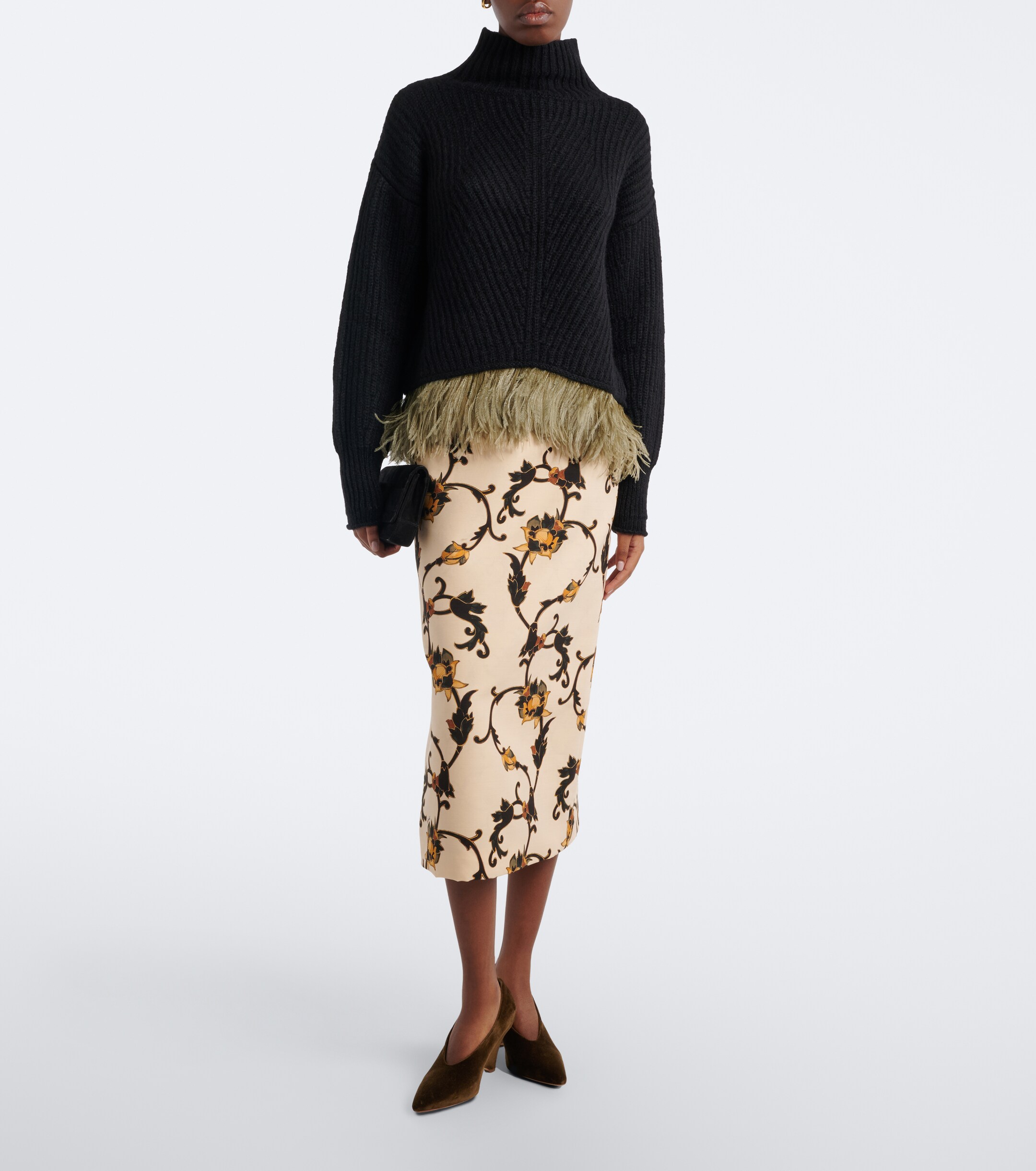 La DoubleJ La DoubleJ Feather-trimmed alpaca and wool-blend sweater