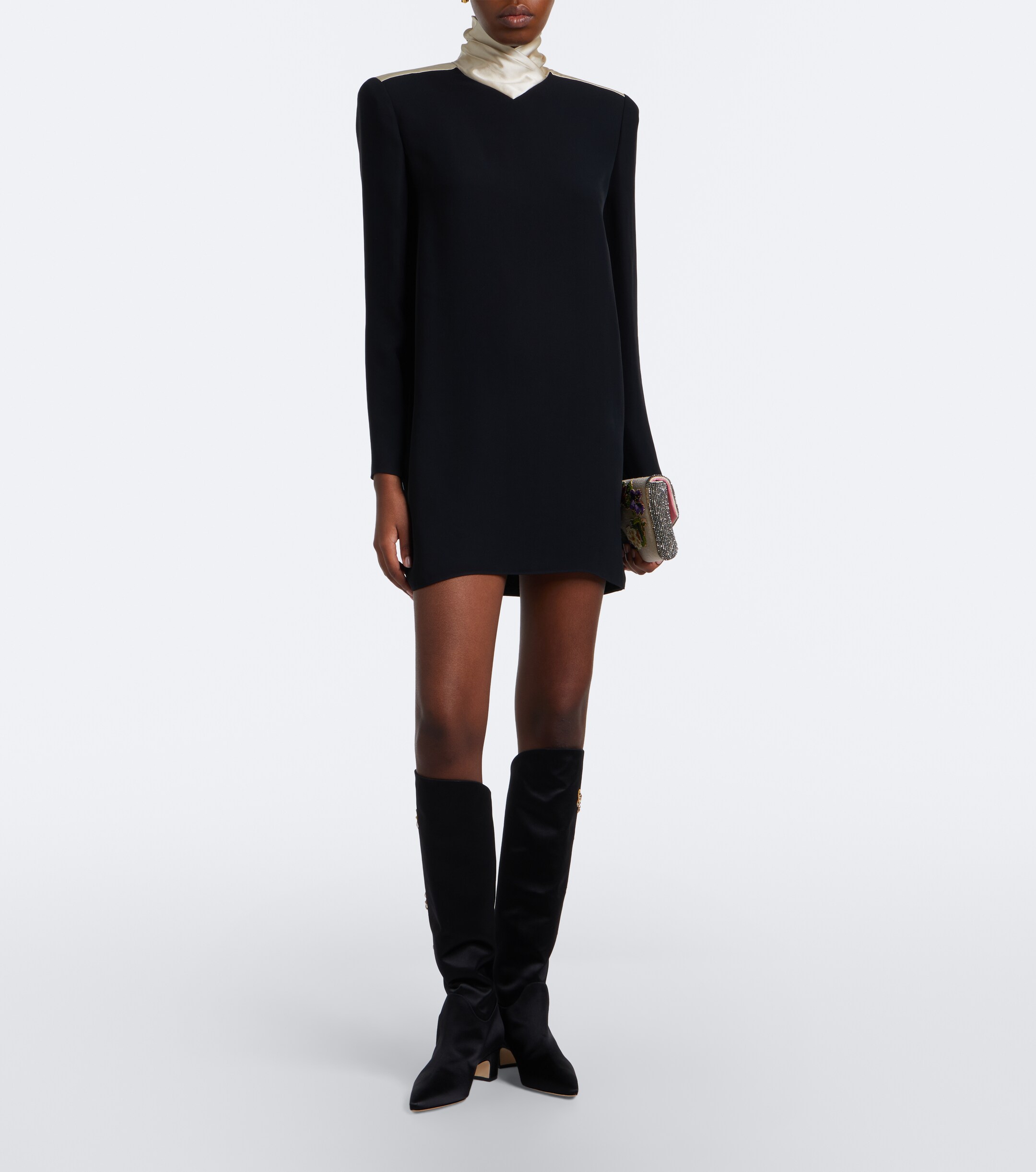 MANOLO BLAHNIK Manolo Blahnik Dispasa embellished satin knee-high boots