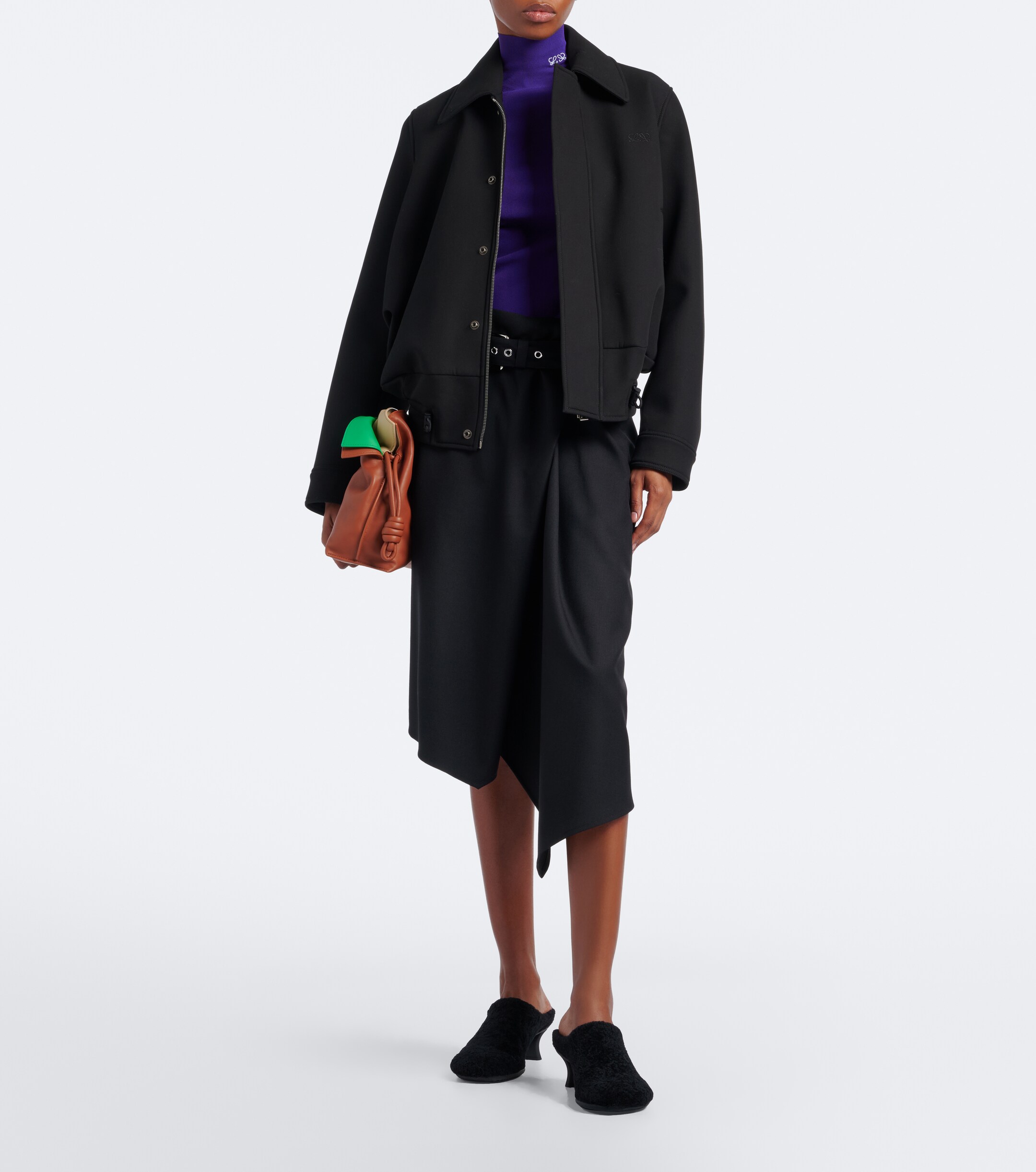 Loewe Loewe Belted draped wool midi skirt