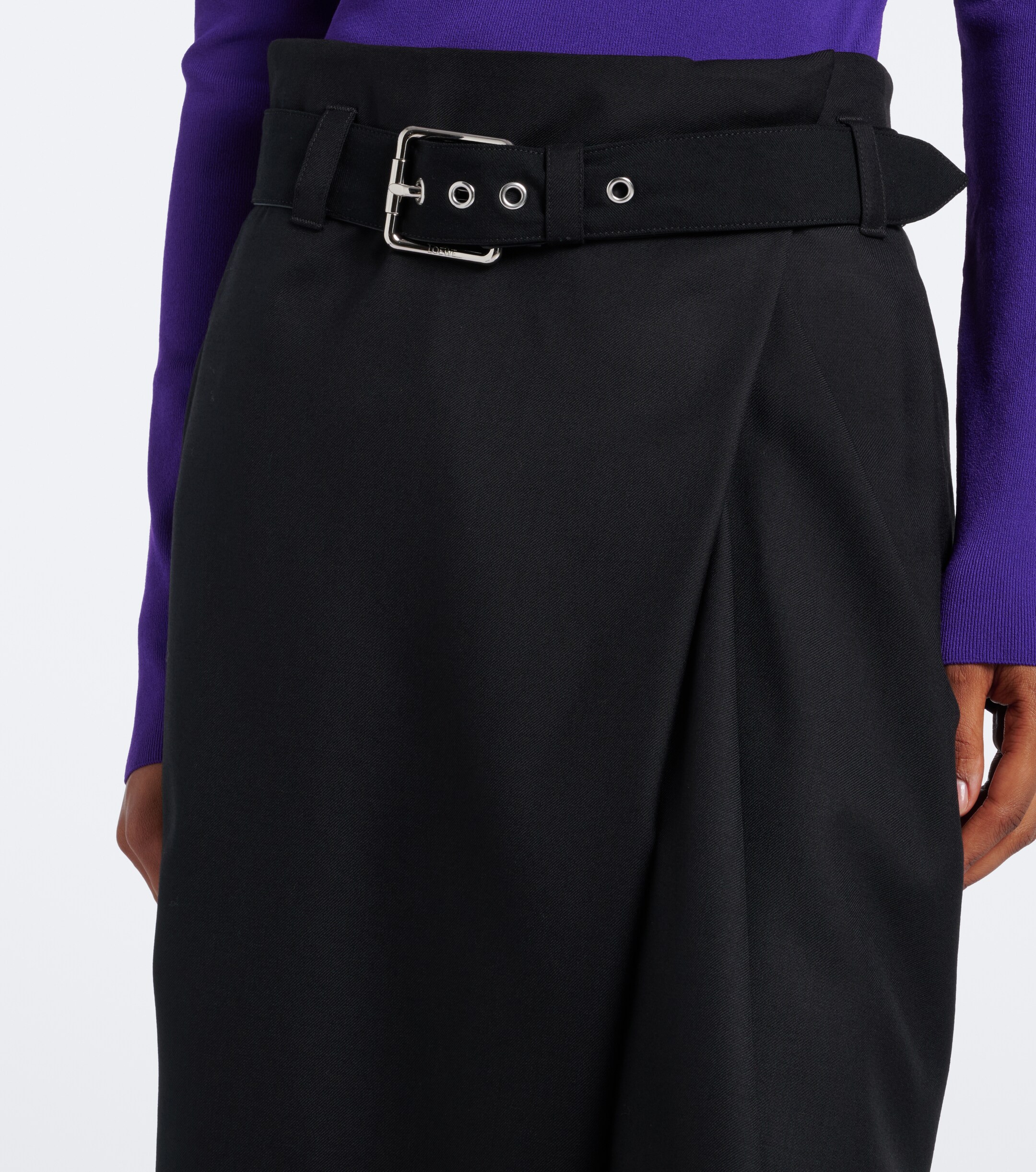 Loewe Loewe Belted draped wool midi skirt