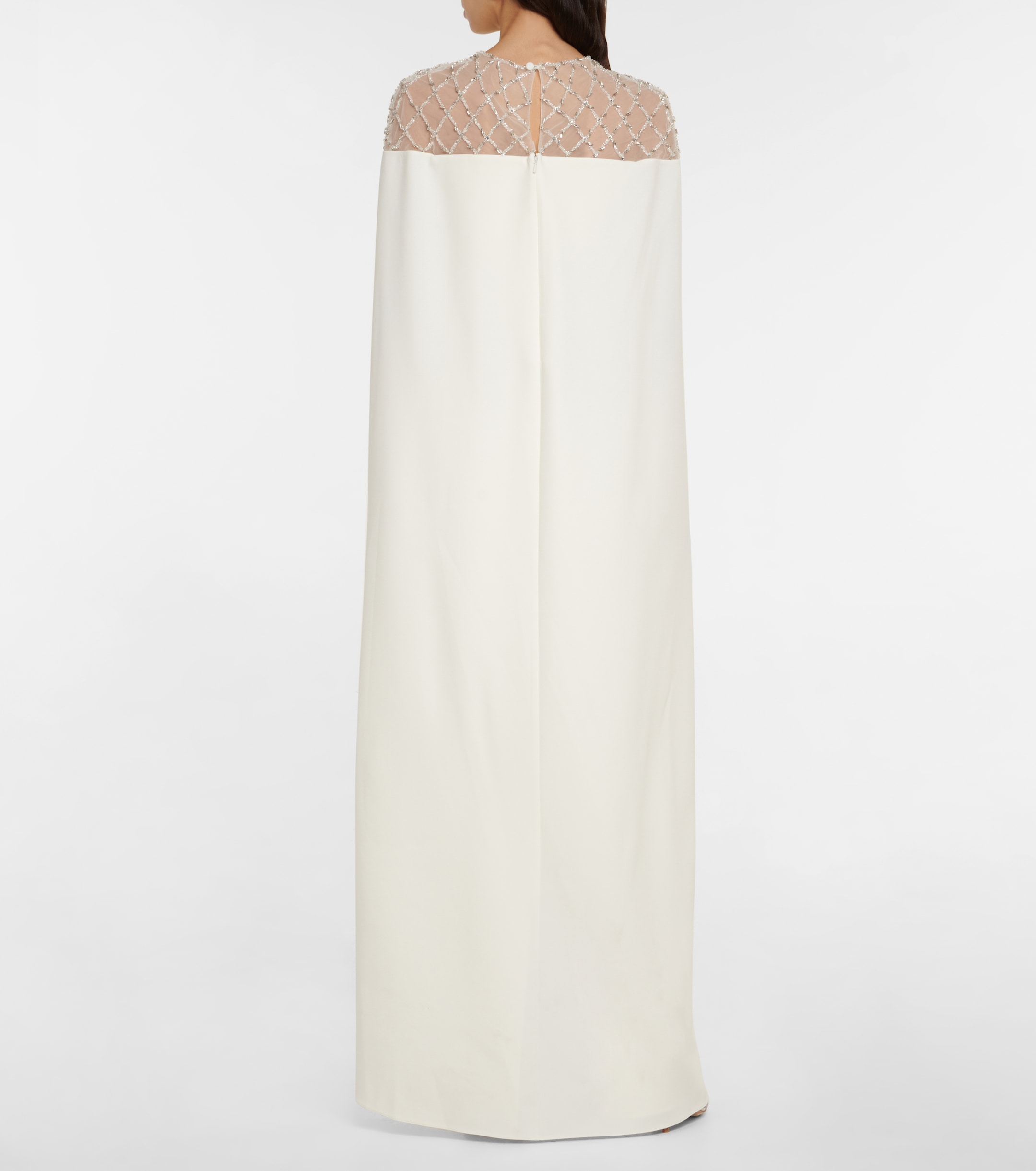 Safiyaa Bridal embellished crêpe cape gown