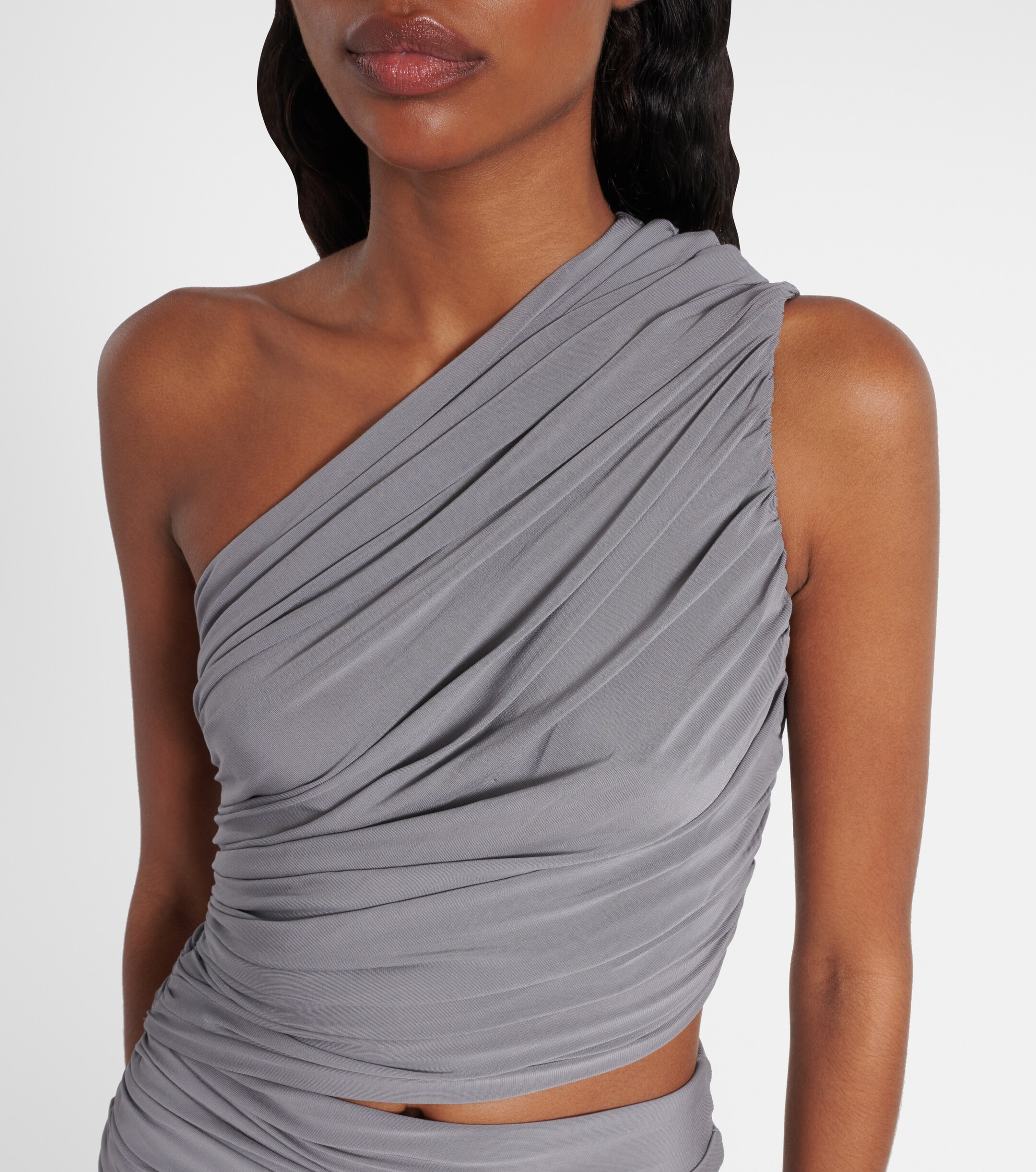 Alaïa - Asymmetric ruched jersey maxi dress