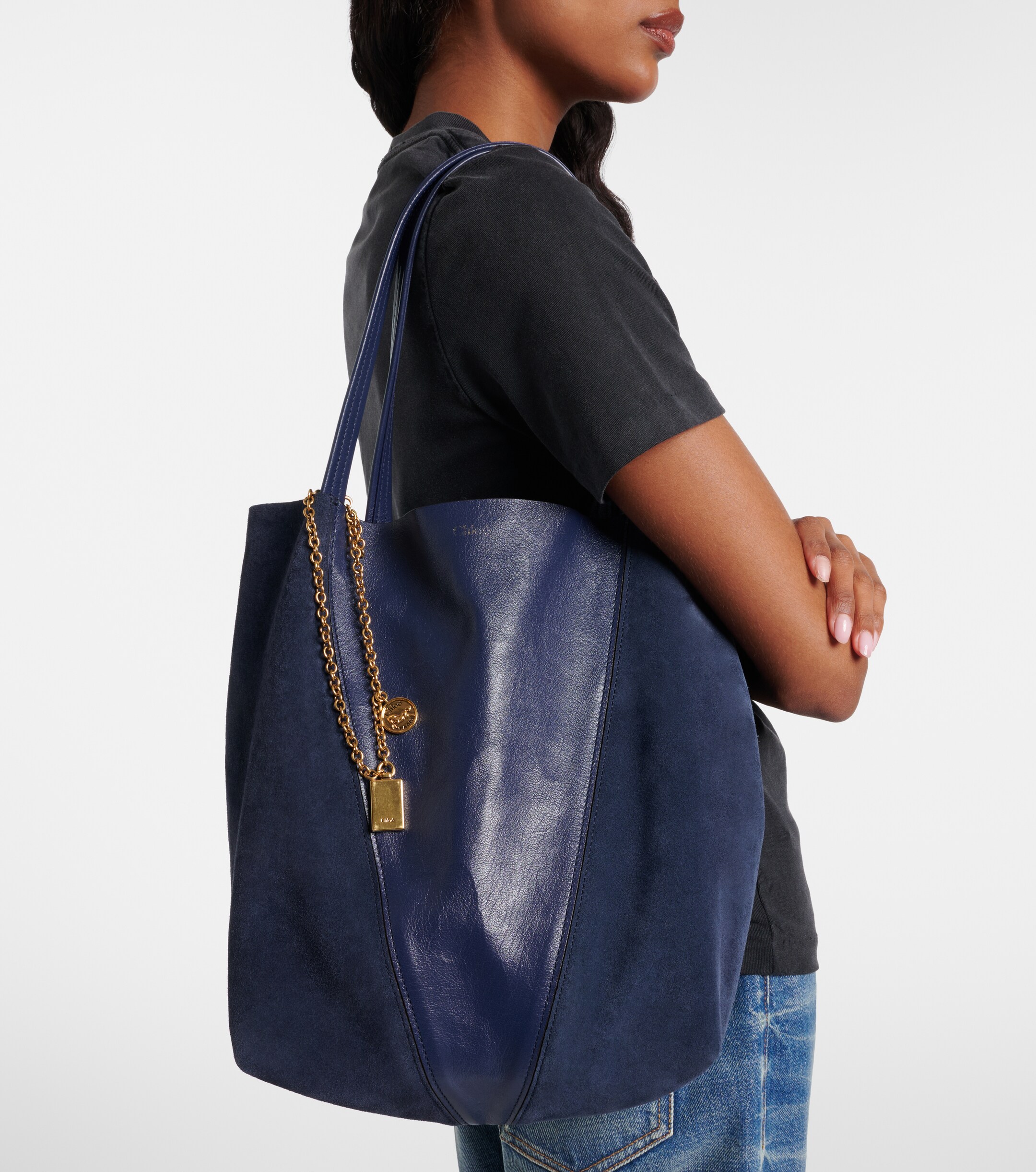 Chloé Chloé Spin leather and suede tote bag
