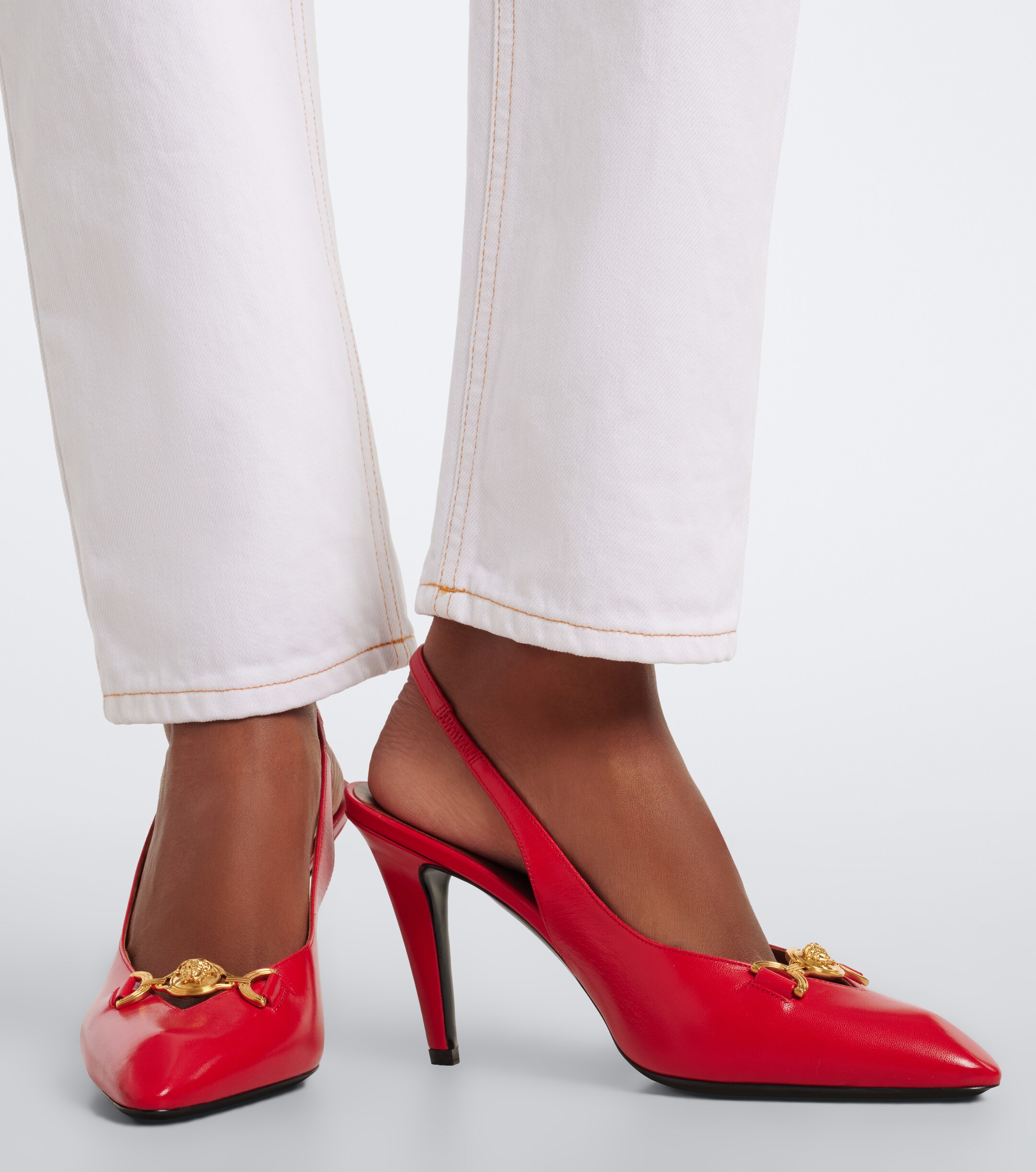 Versace Versace Clelia Medusa leather slingback pumps