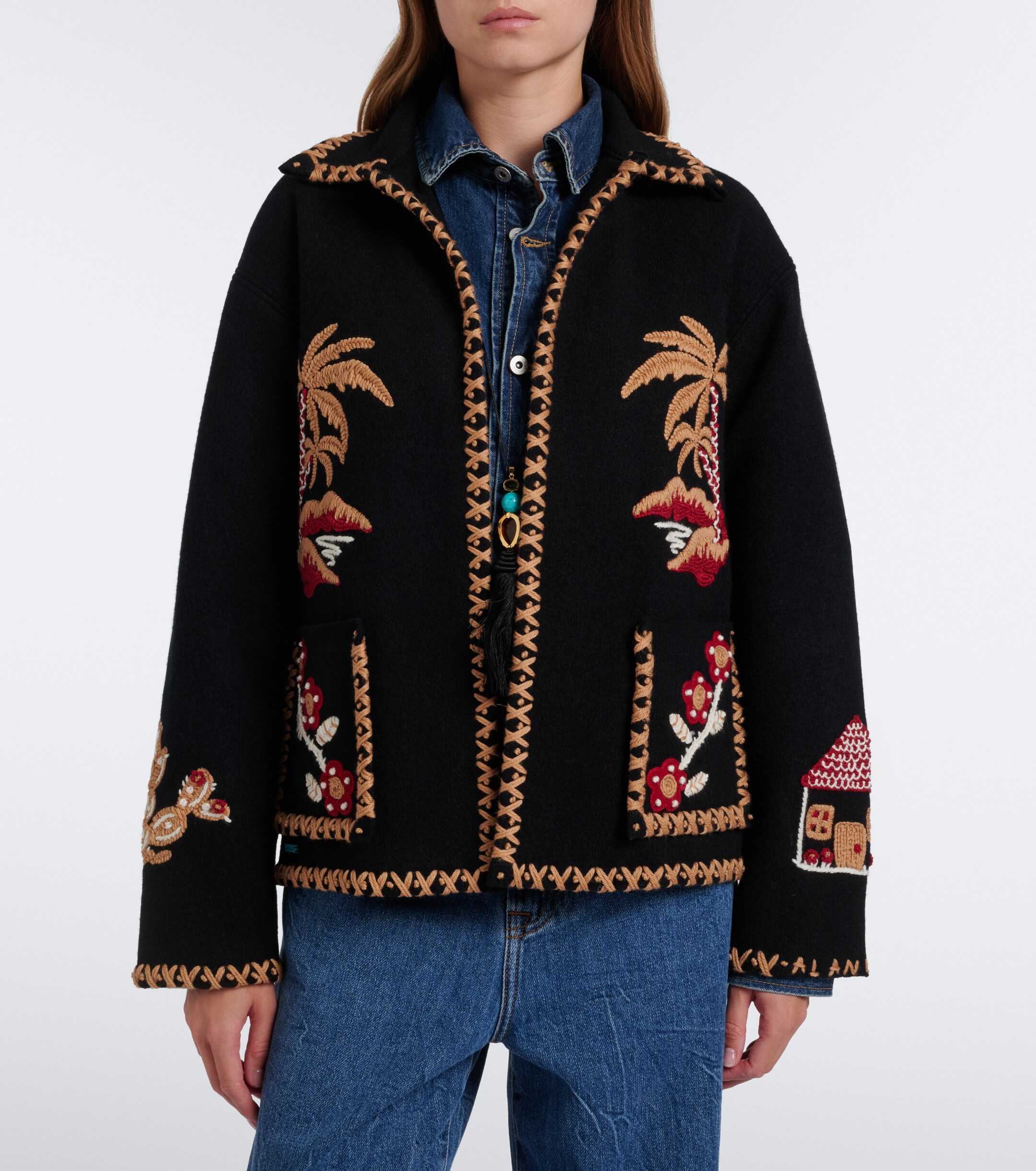 Alanui Alanui Remember Me embroidered virgin wool jacket