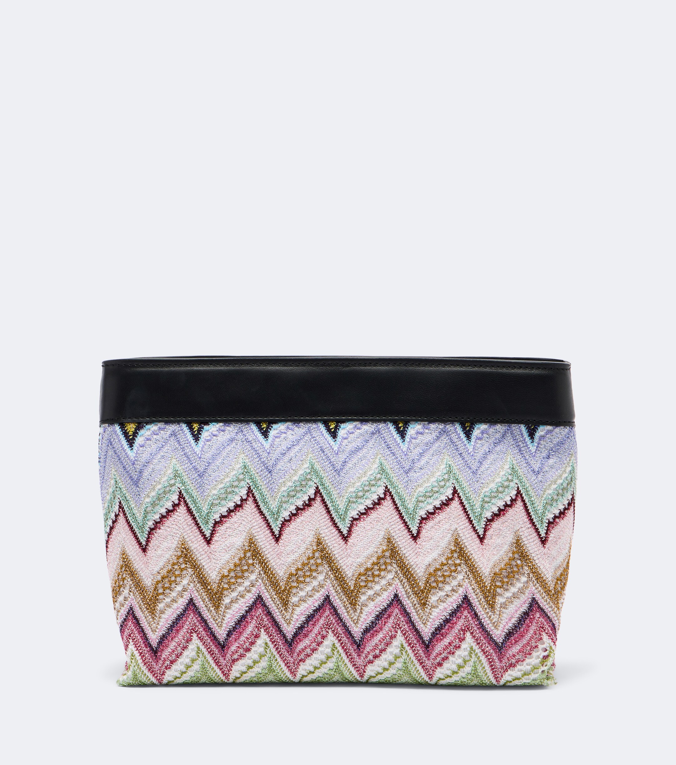 Missoni Zigzag leather-trimmed lamé pouch