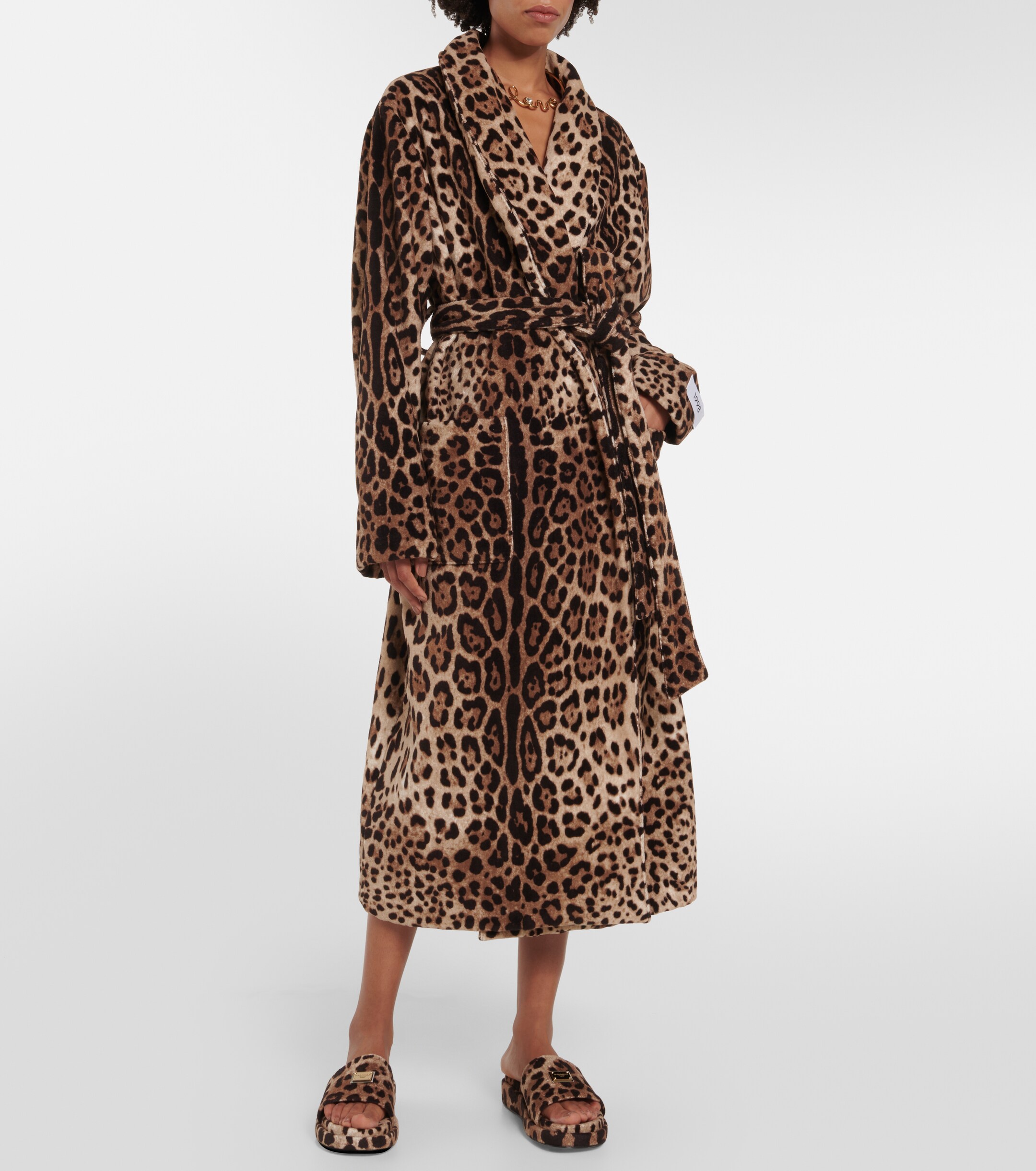 Dolce&Gabbana Logo leopard-print terrycloth slides