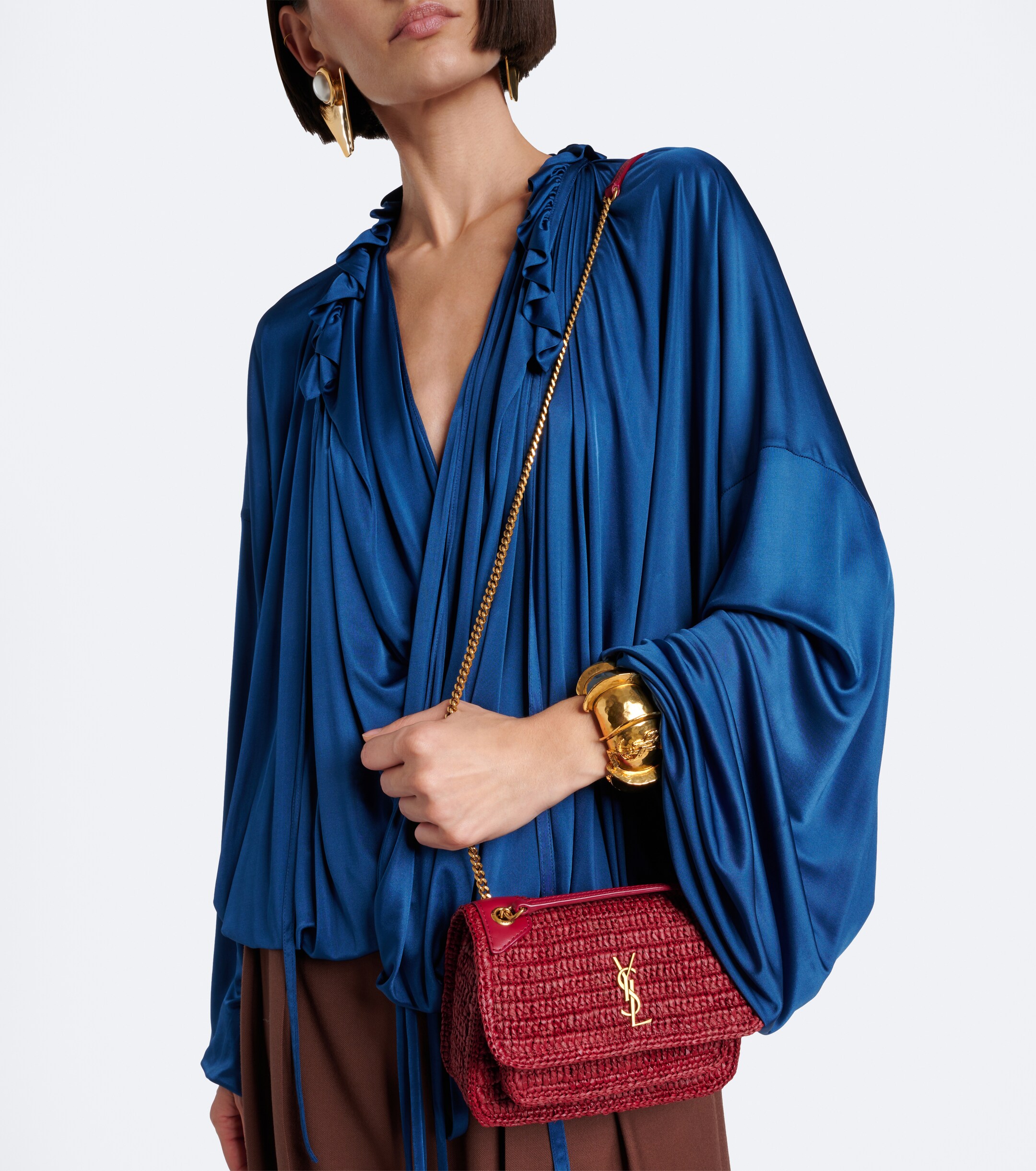 Saint Laurent Niki Mini raffia shoulder bag