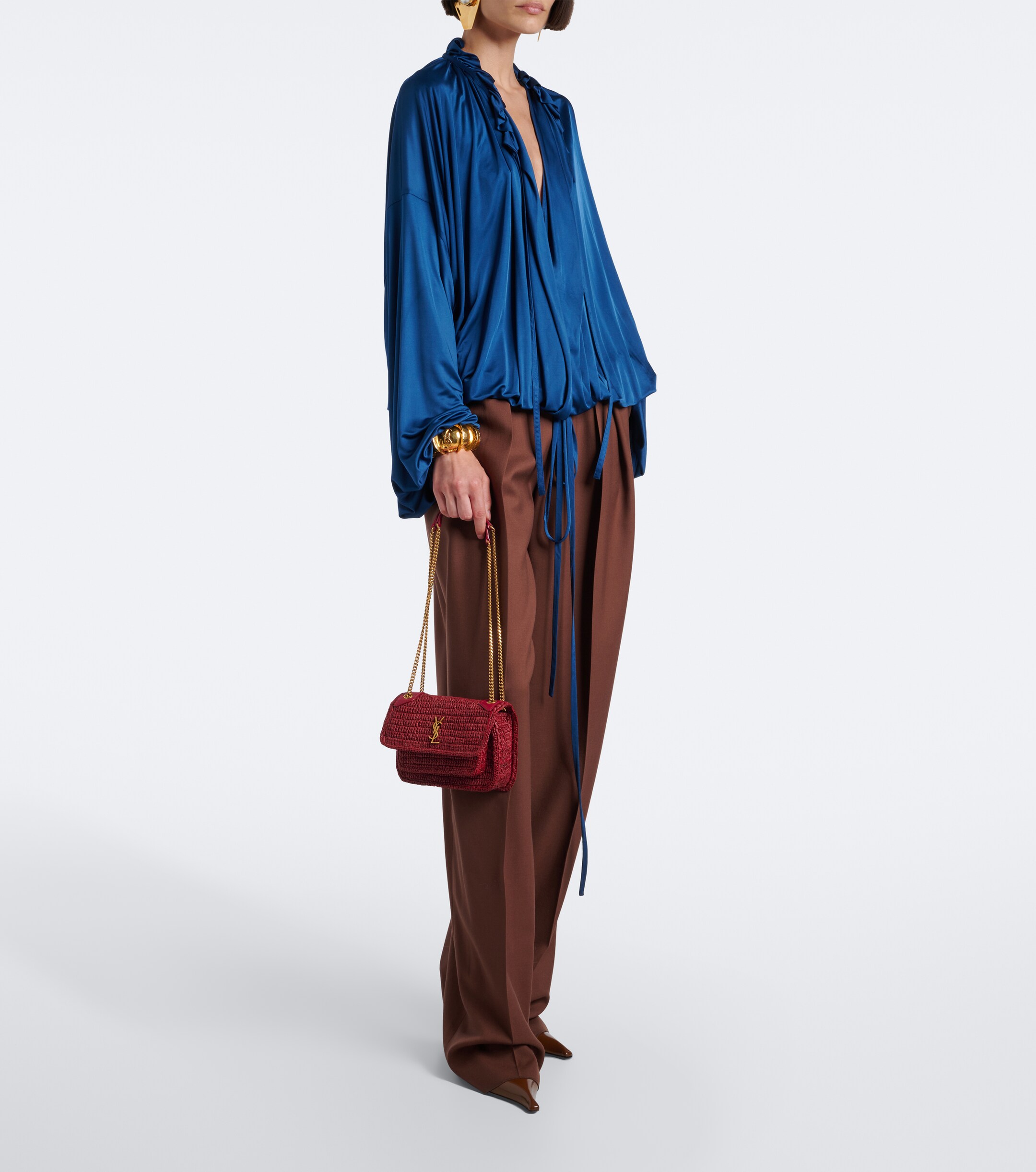 Saint Laurent Niki Mini raffia shoulder bag