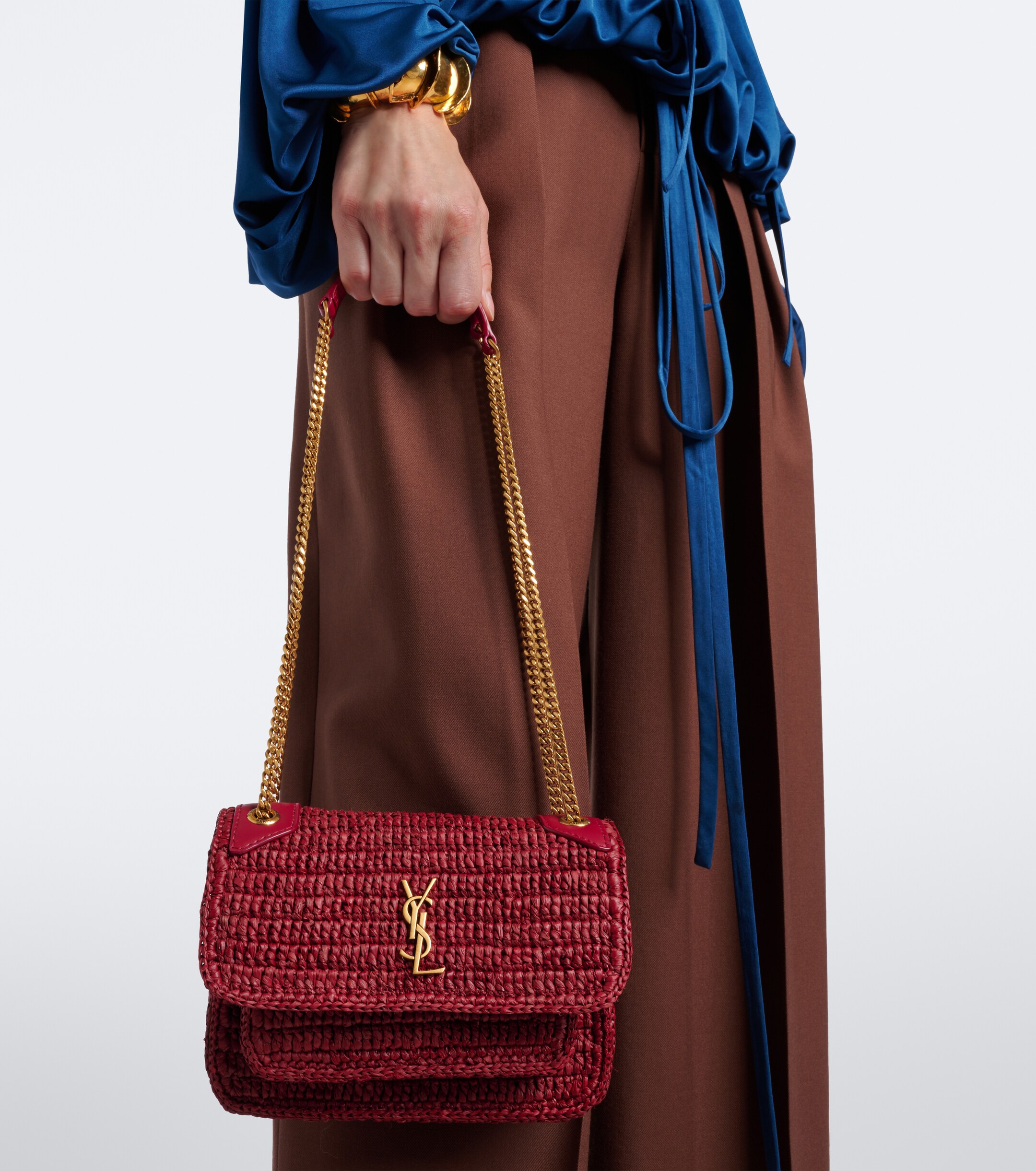 Saint Laurent Niki Mini raffia shoulder bag