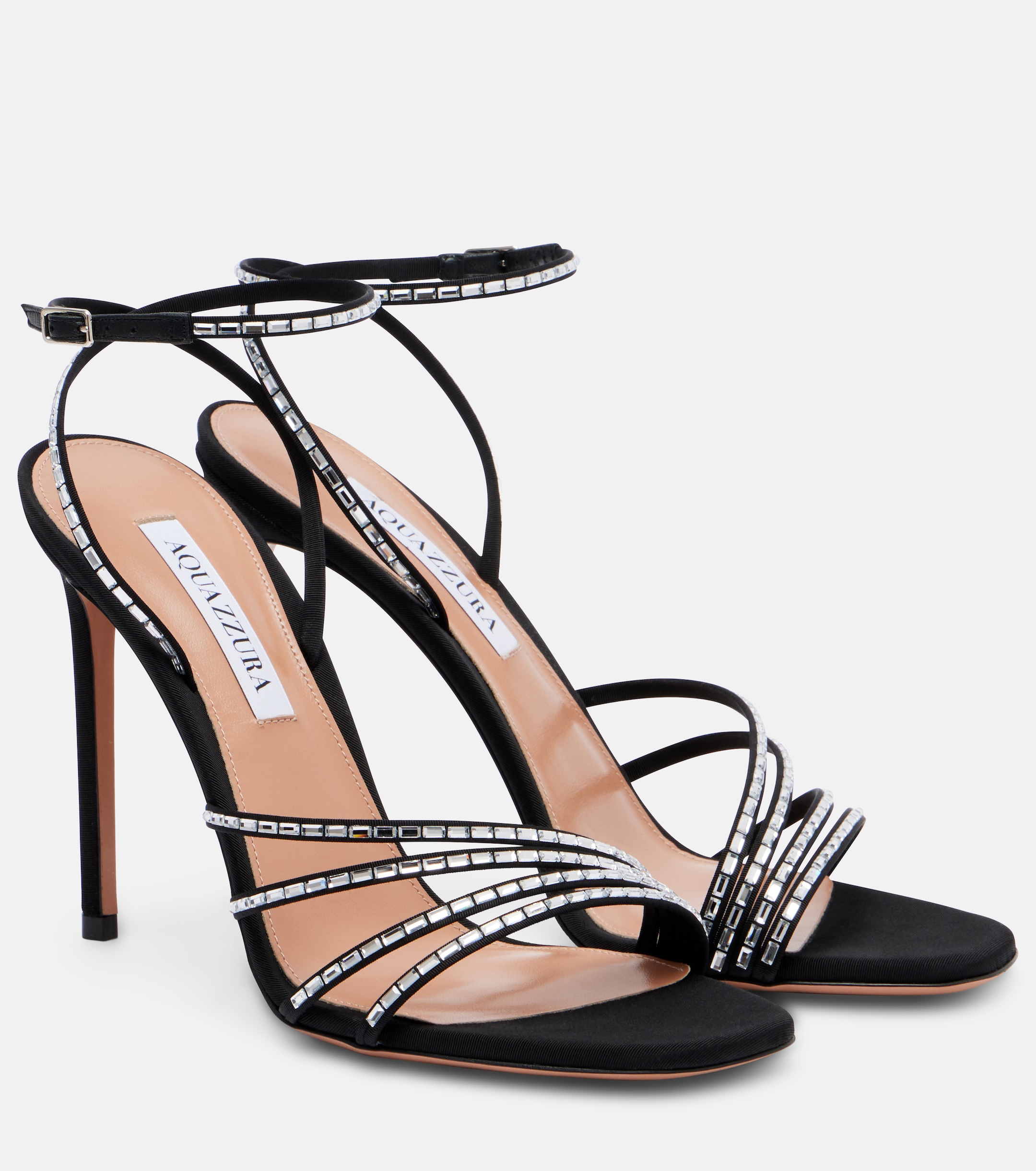 AQUAZZURA Mistica 105 embellished satin sandals