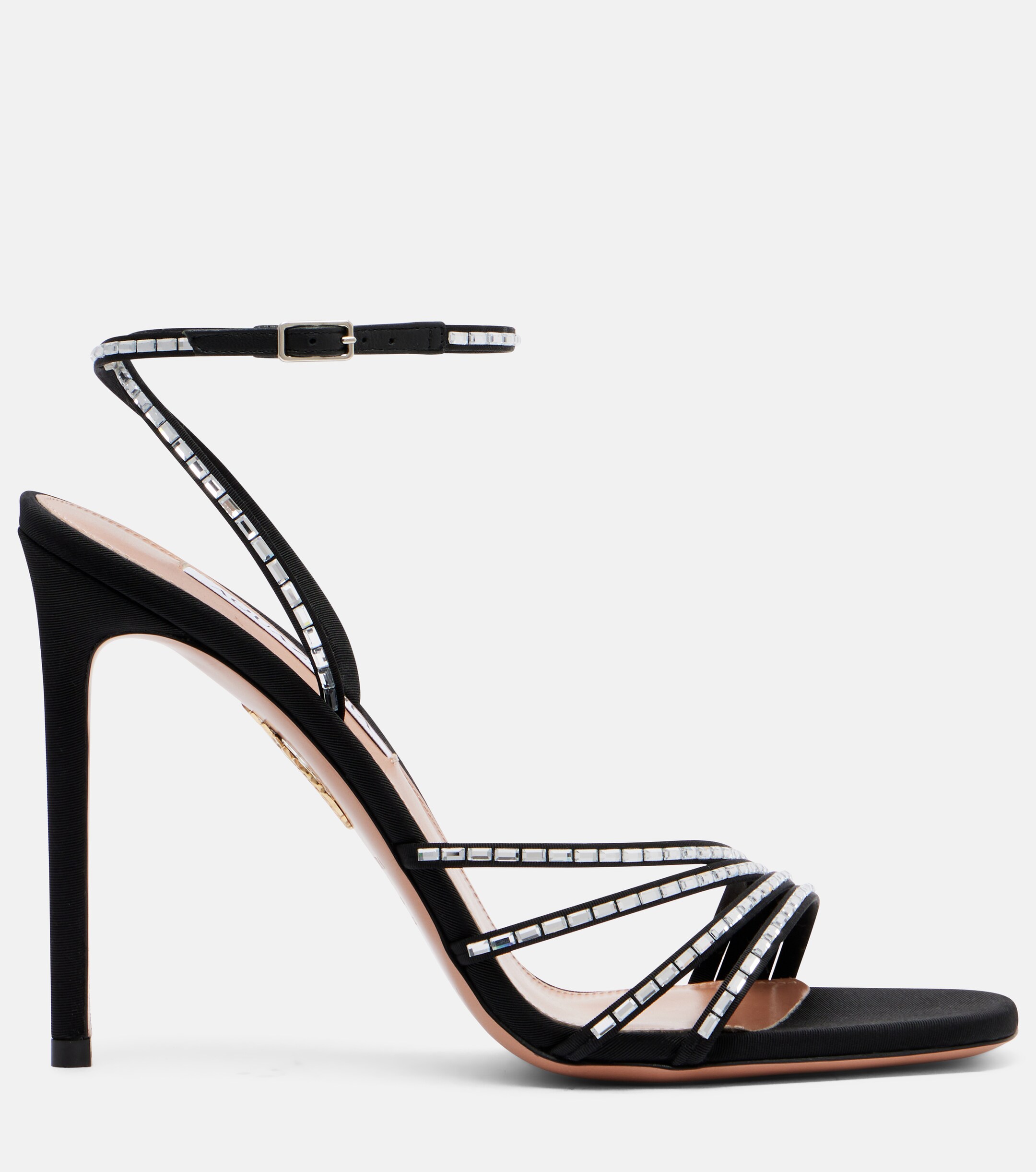 AQUAZZURA Mistica 105 embellished satin sandals thumbnail