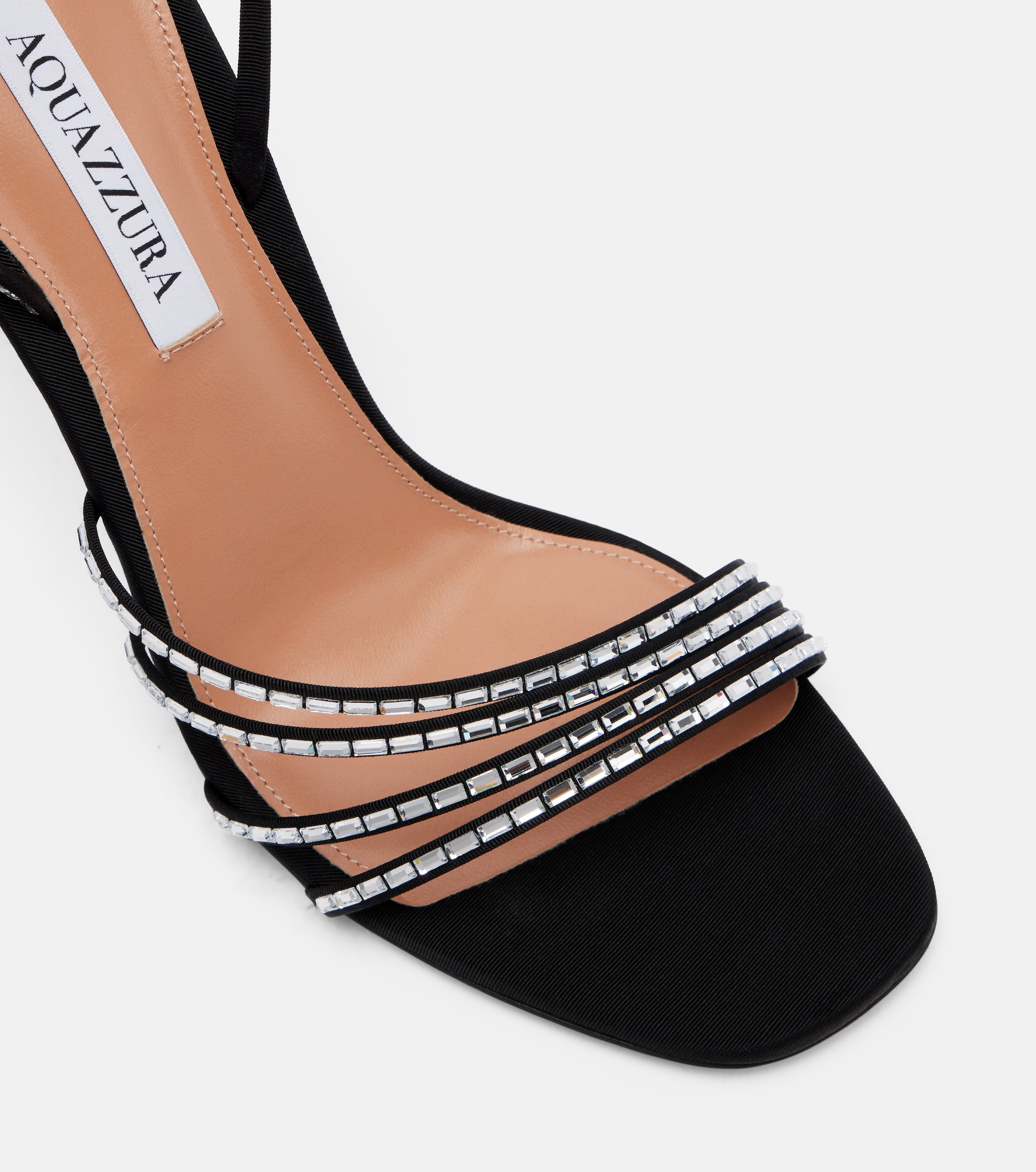 AQUAZZURA Mistica 105 embellished satin sandals thumbnail