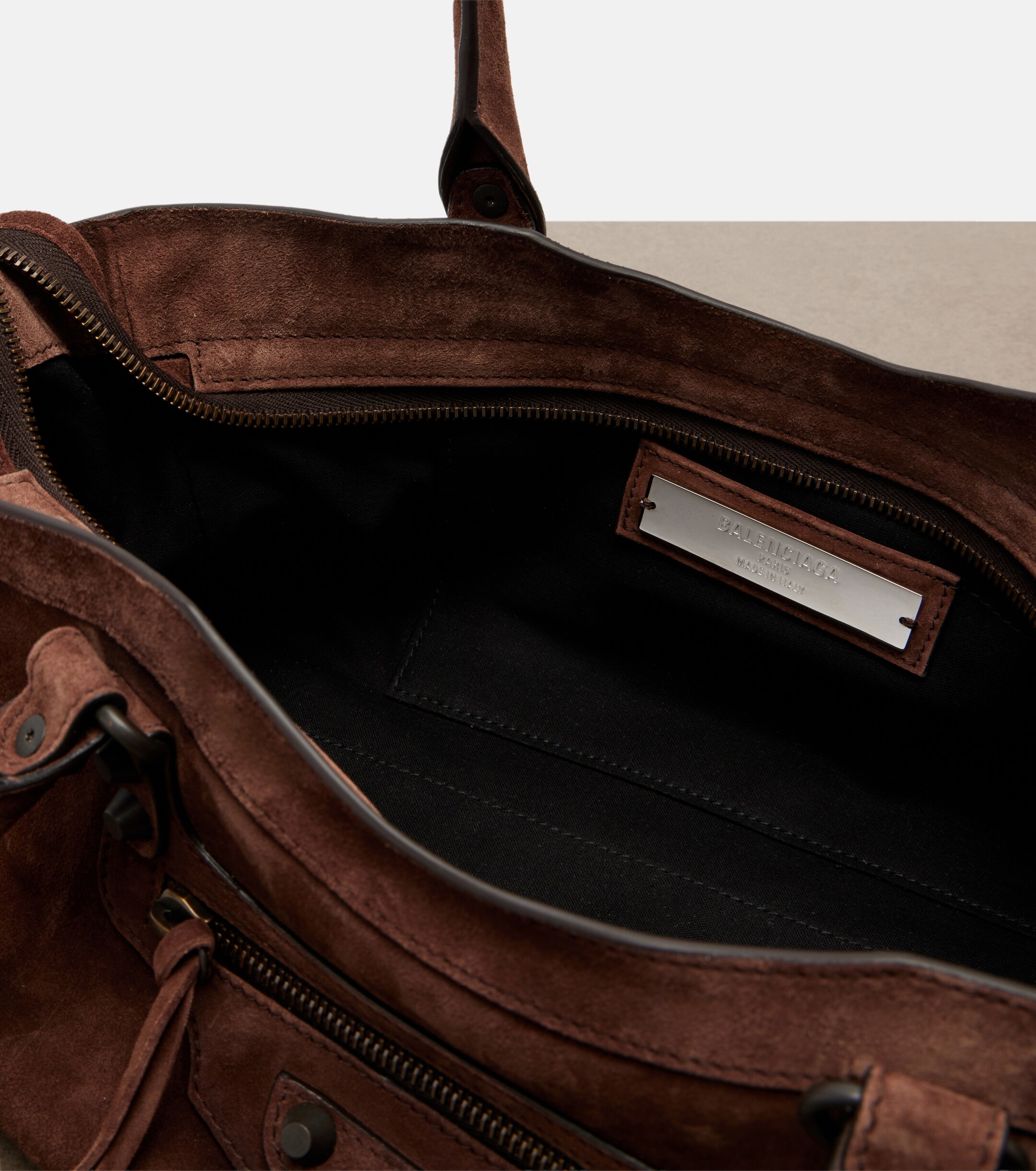 Balenciaga Le City East-West Small suede shoulder bag