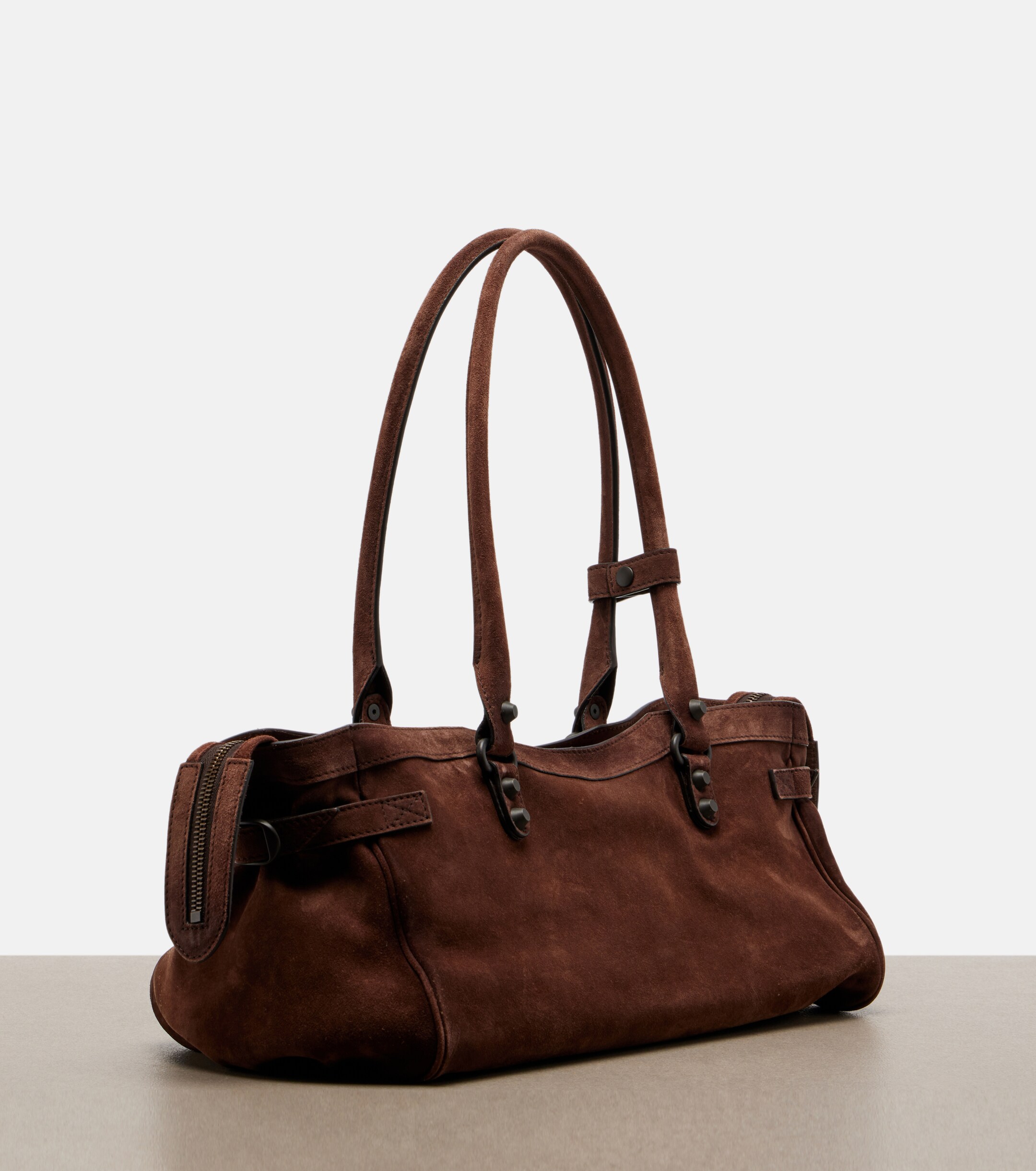 Balenciaga Le City East-West Small suede shoulder bag
