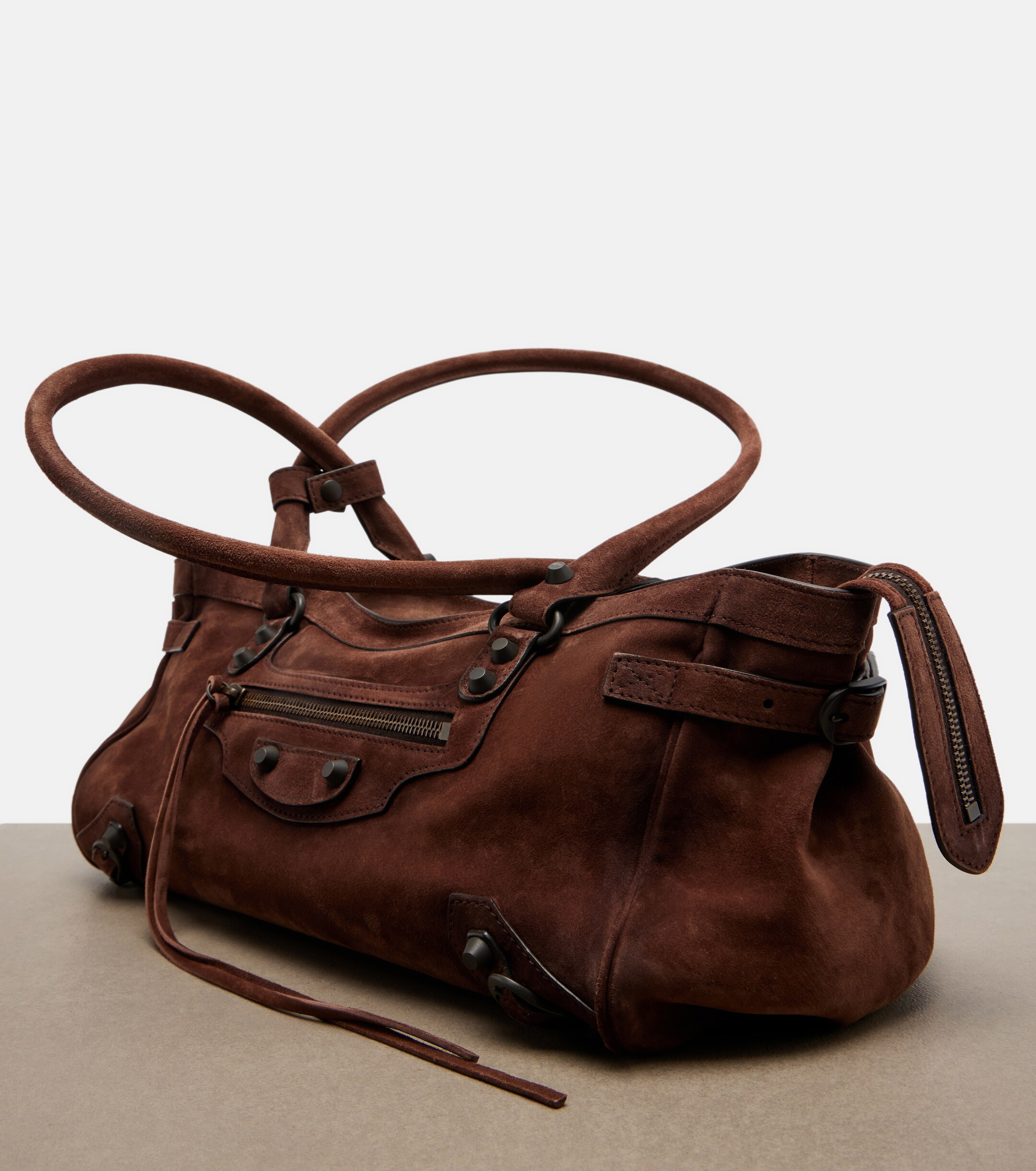 Balenciaga Le City East-West Small suede shoulder bag