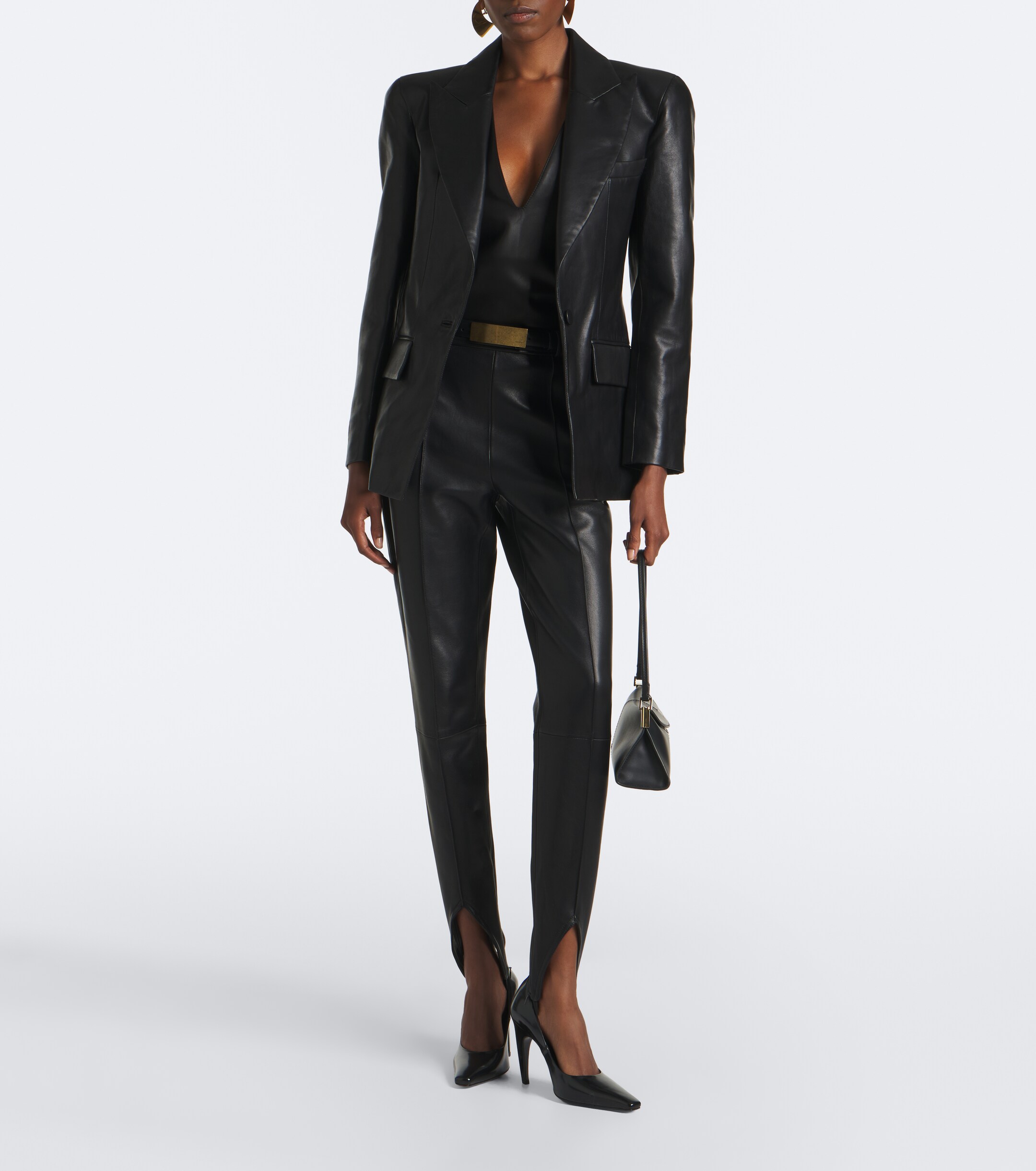 Balmain Balmain Leather stirrup leggings