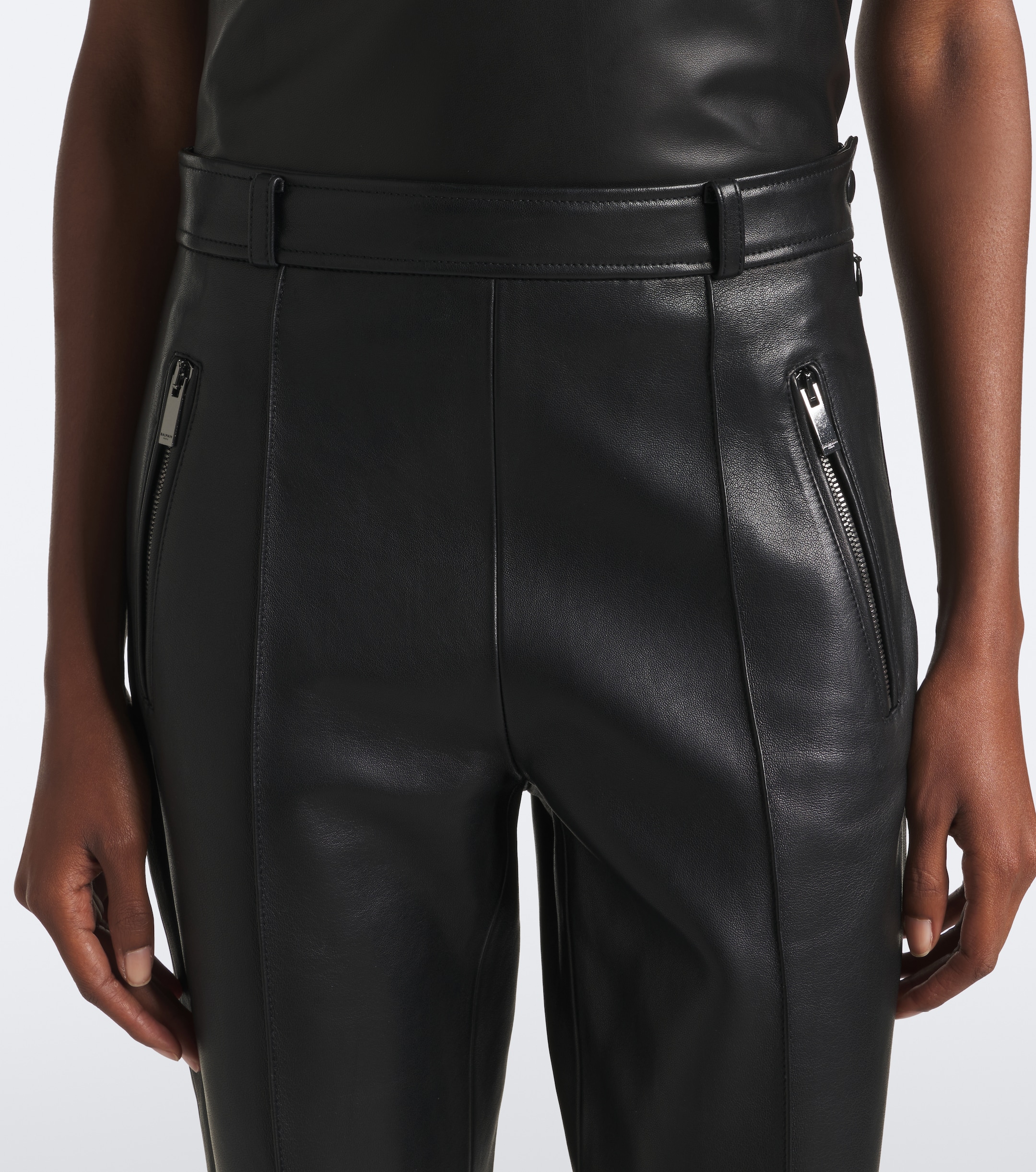 Balmain Balmain Leather stirrup leggings