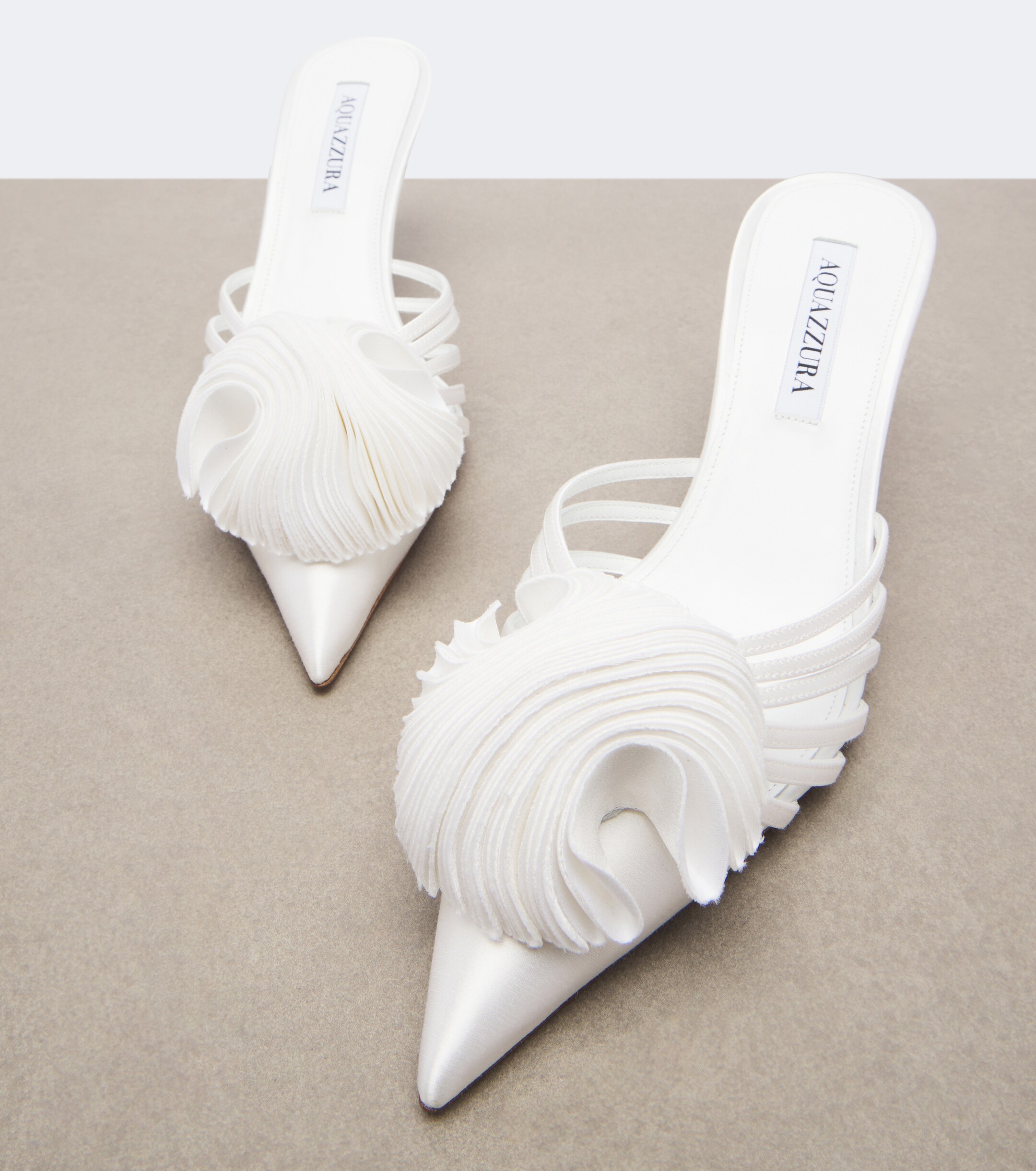 AQUAZZURA Aquazzura Wild Bloom appliqué satin mules