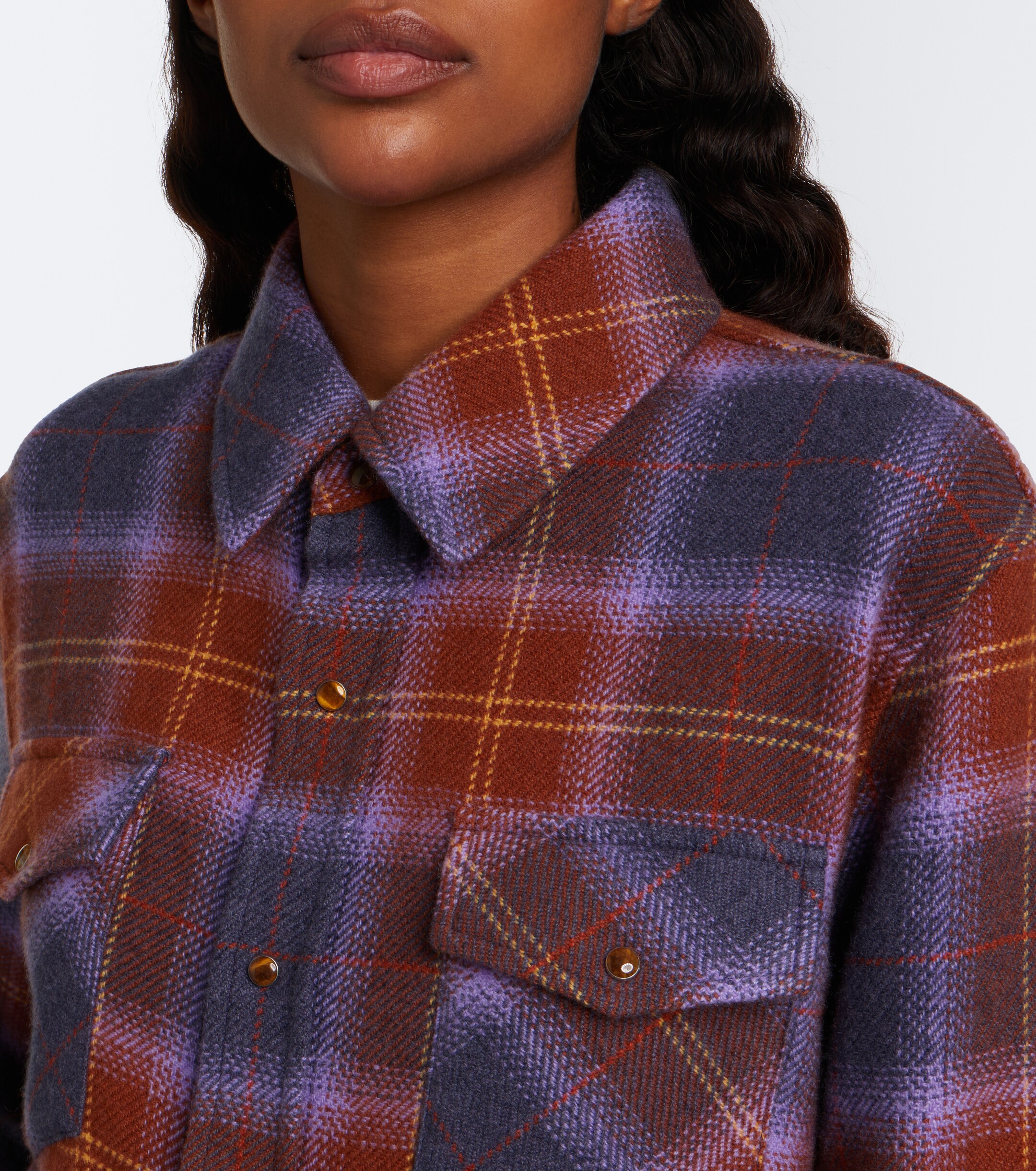 God's True Cashmere God's True Cashmere Vulcan Tartan cashmere shirt with tiger's eye