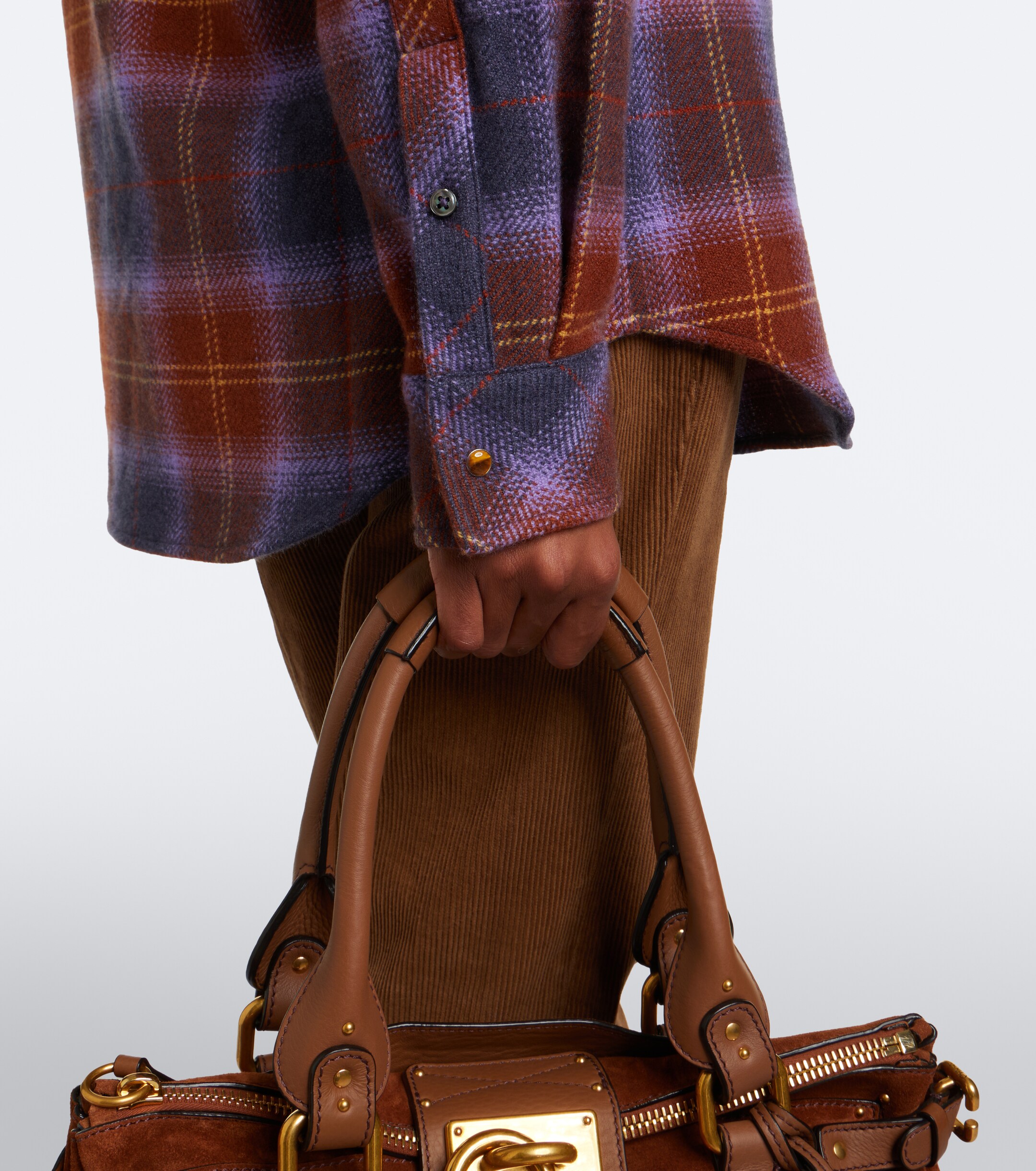 God's True Cashmere God's True Cashmere Vulcan Tartan cashmere shirt with tiger's eye