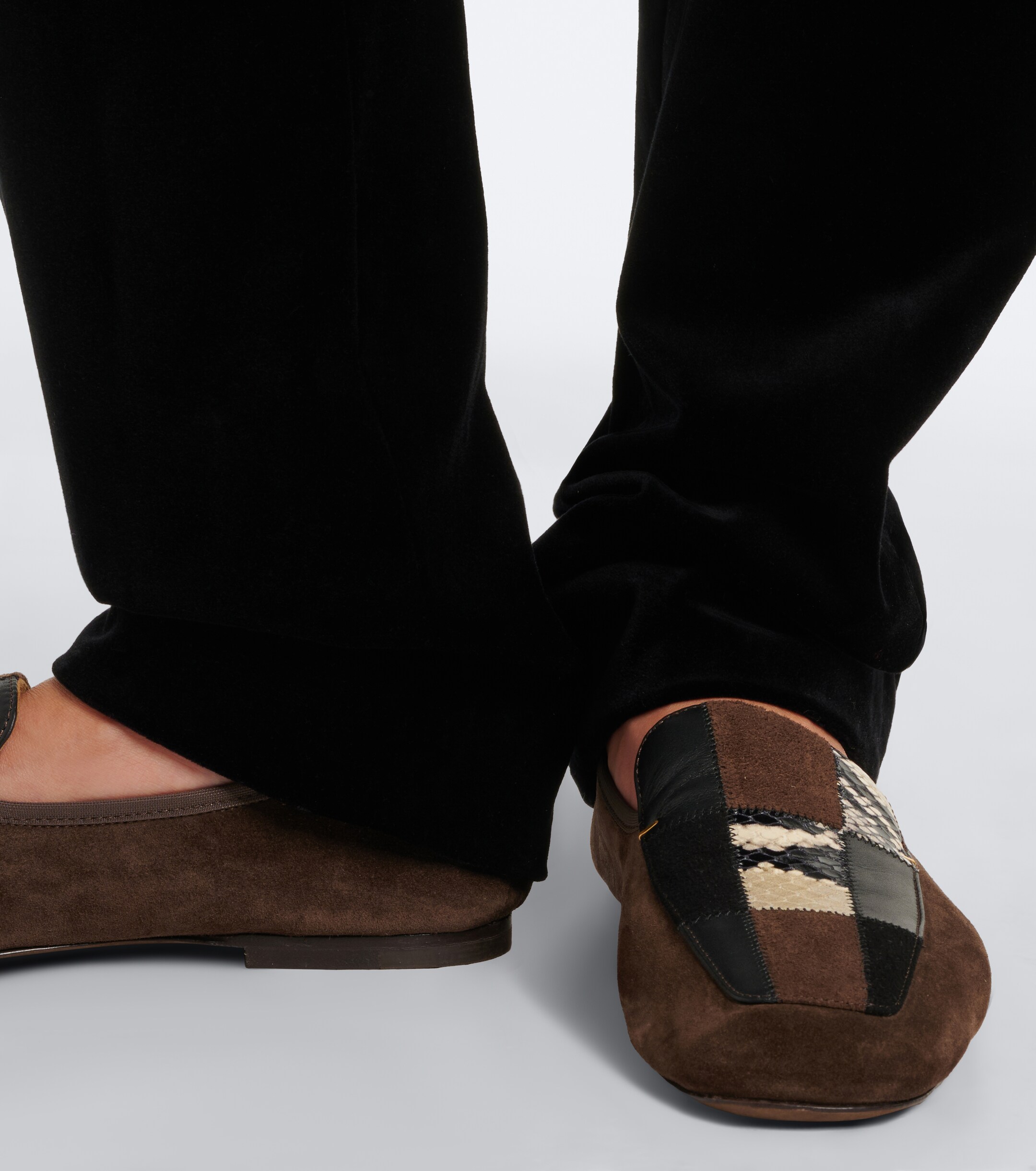 KHAITE Khaite Zoe patchwork suede slip-on shoes