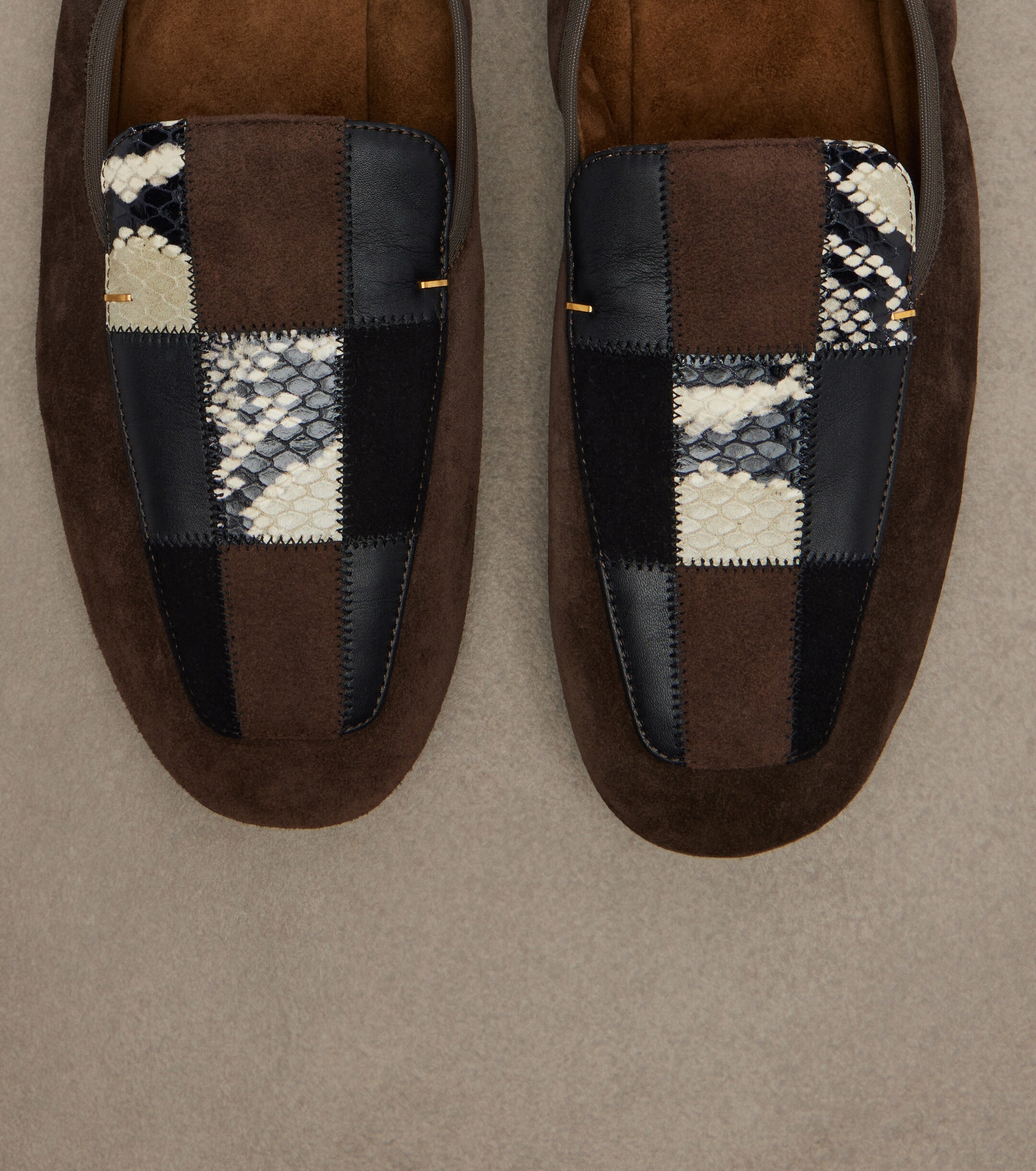 KHAITE Khaite Zoe patchwork suede slip-on shoes