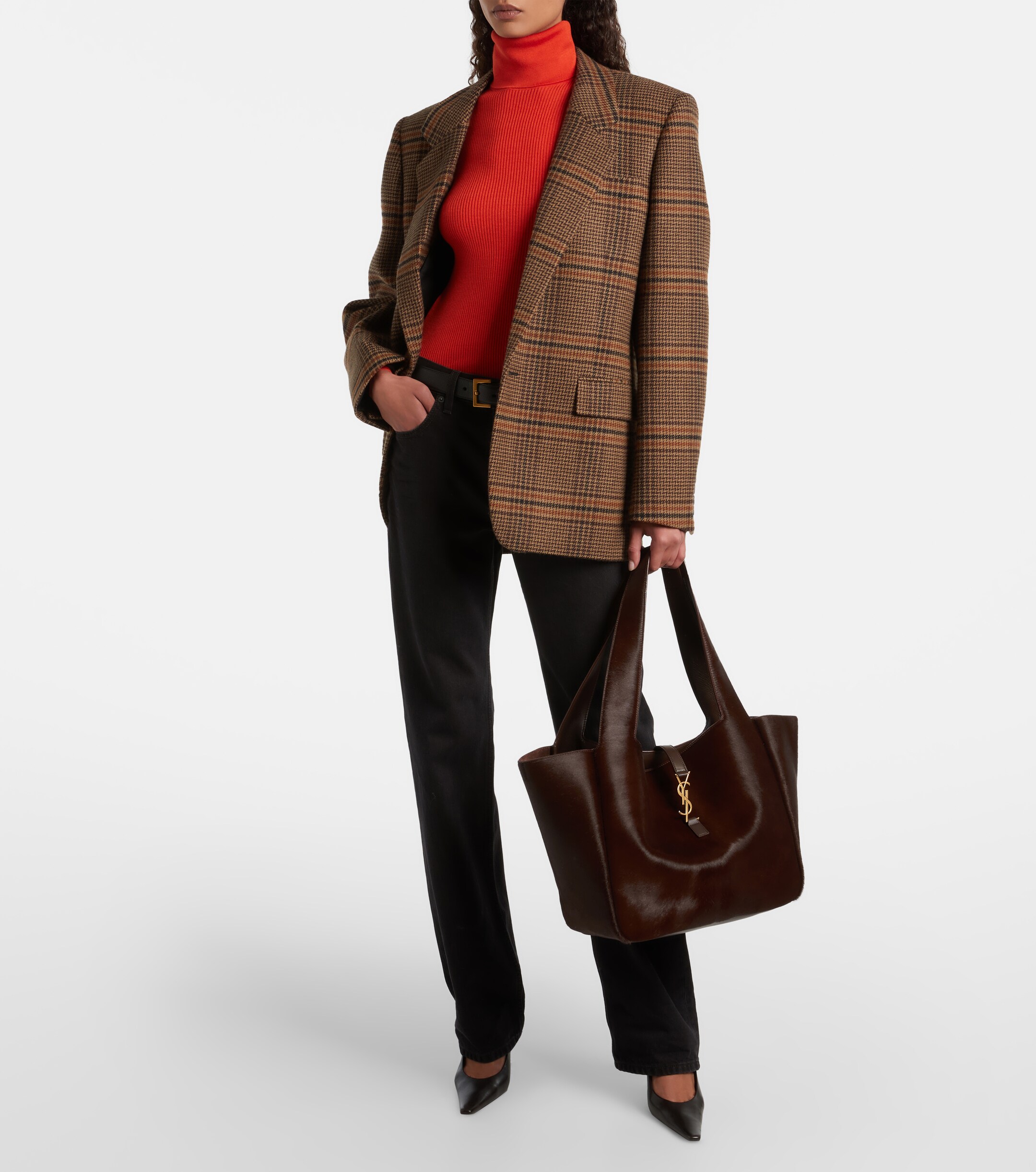 Saint Laurent Le 5 à 7 Bea calf hair tote bag