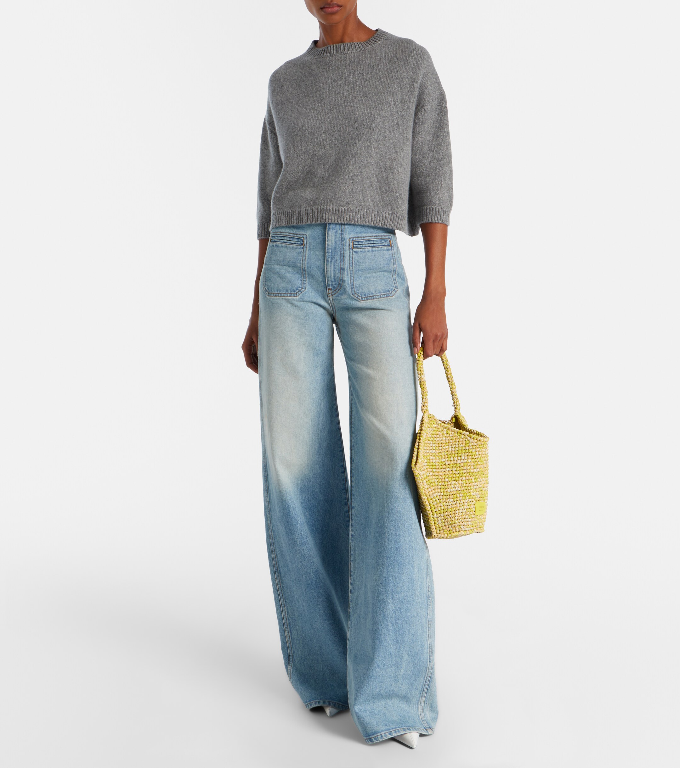 KHAITE Lotus Mini raffia tote bag
