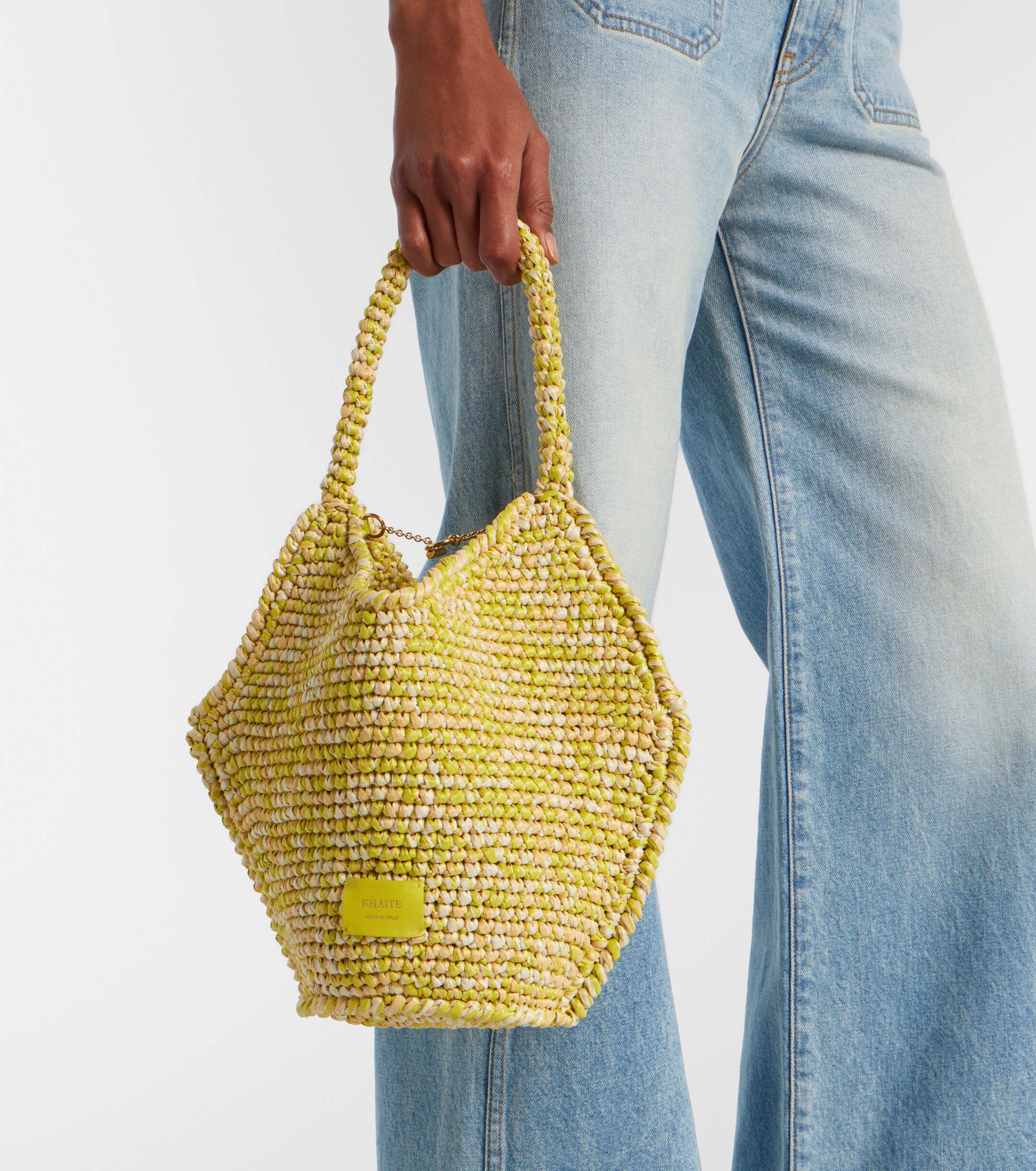 KHAITE Lotus Mini raffia tote bag