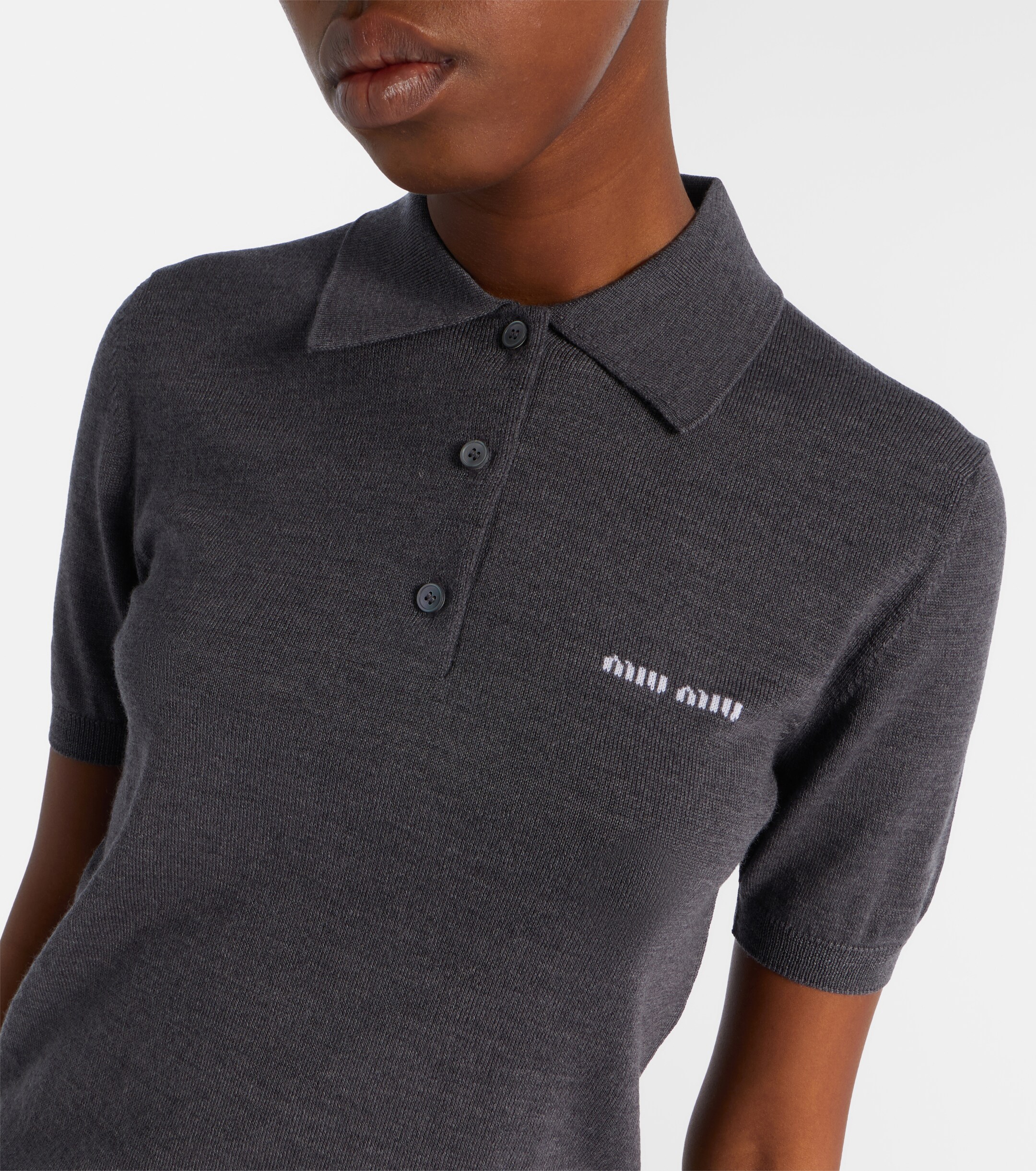 Miu Miu - Logo wool polo sweater | Plush