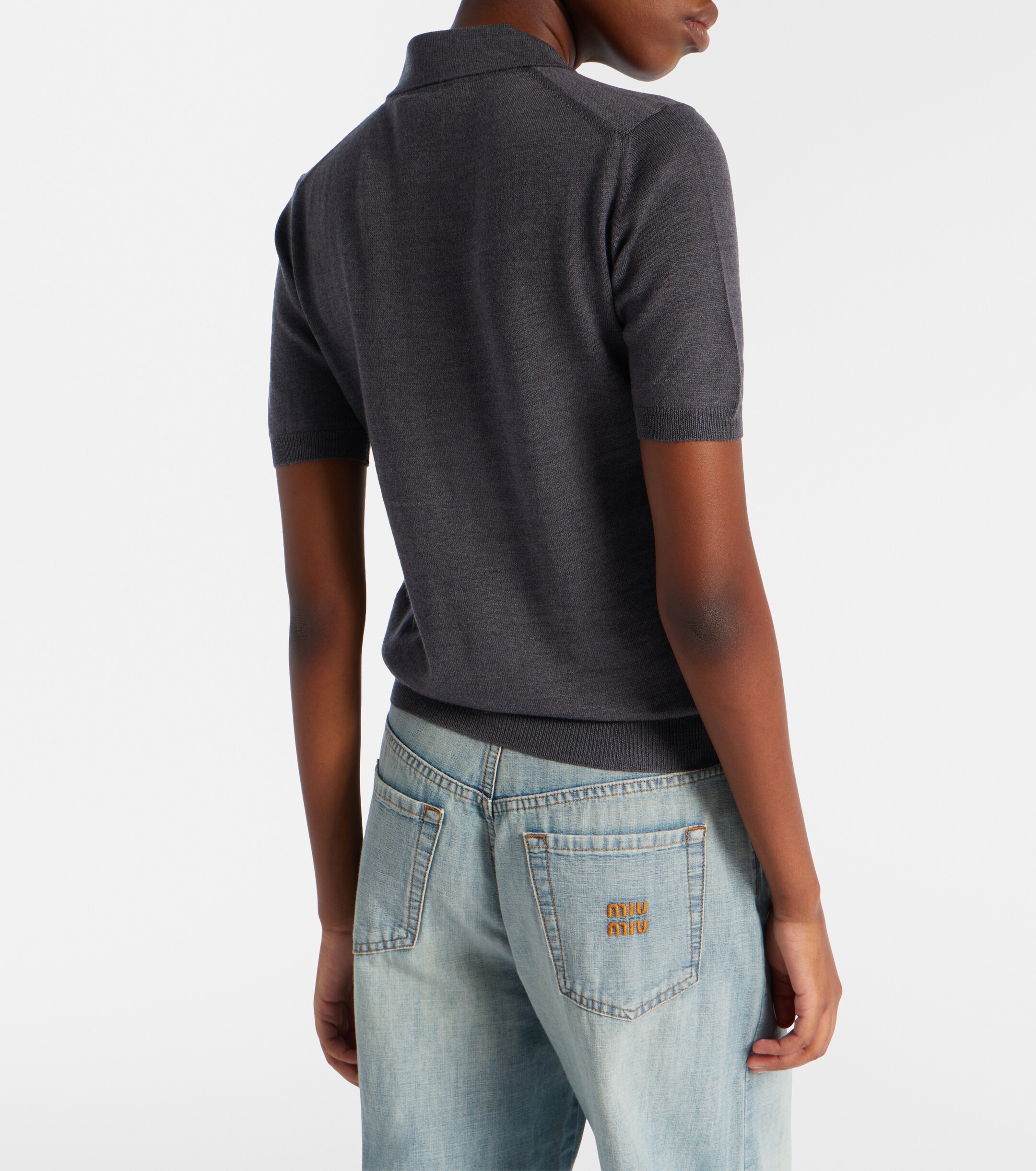 Miu Miu - Logo wool polo sweater | Plush