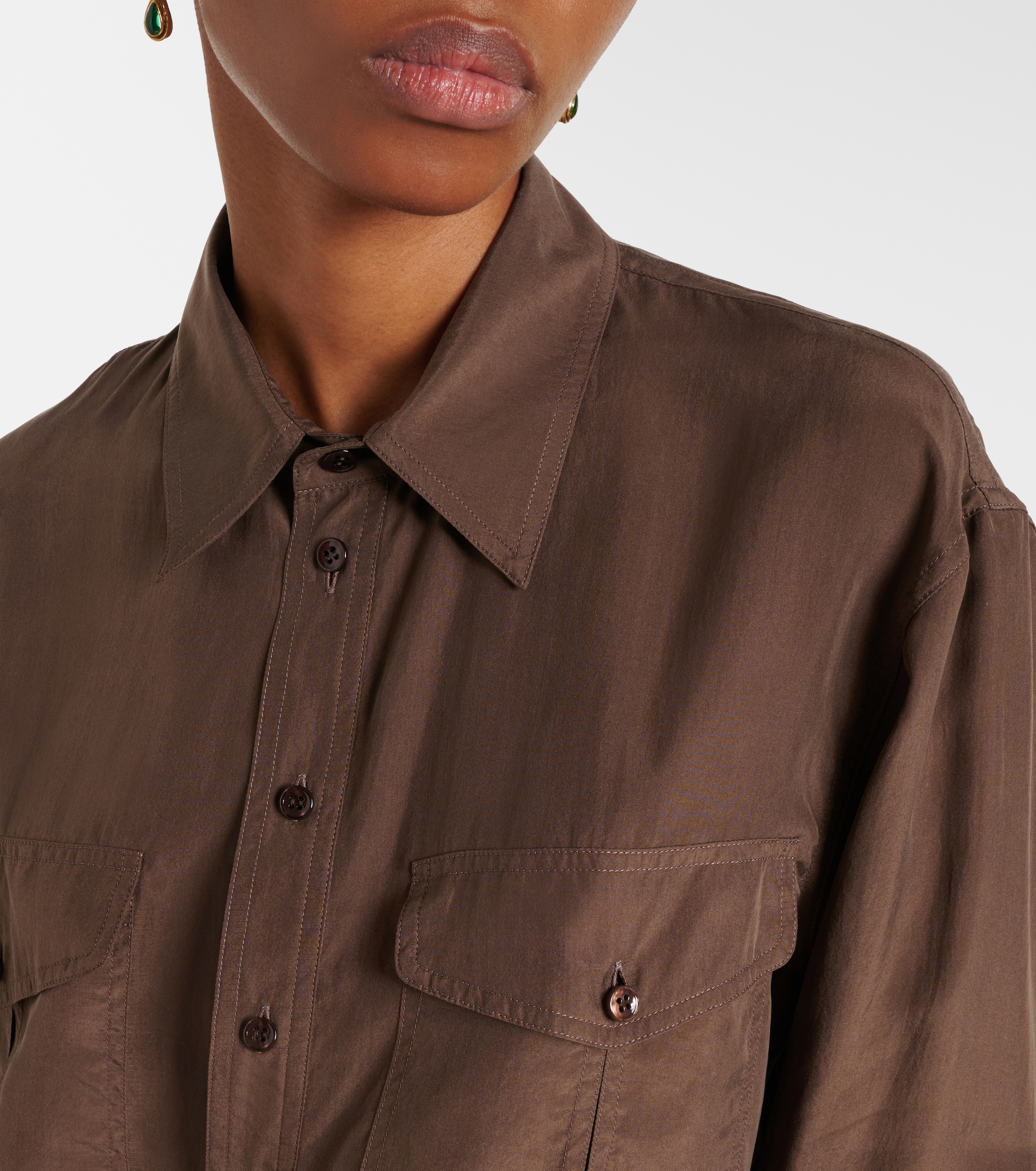 Saint Laurent シルク100% ブラウンシャツ 38 Saint Laurent - Silk shirt | Plush