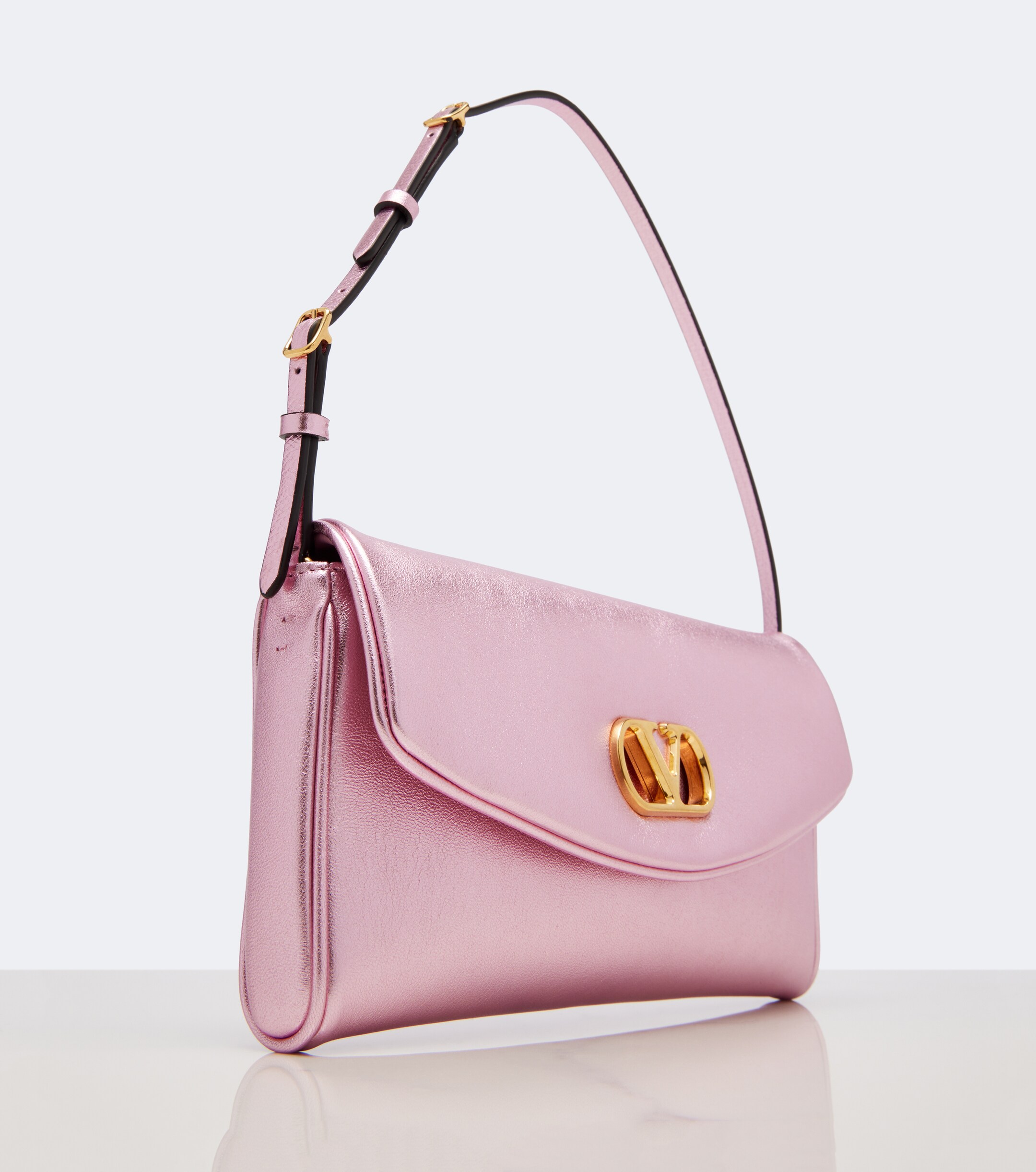 Valentino Garavani DeVain Small metallic leather shoulder bag thumbnail