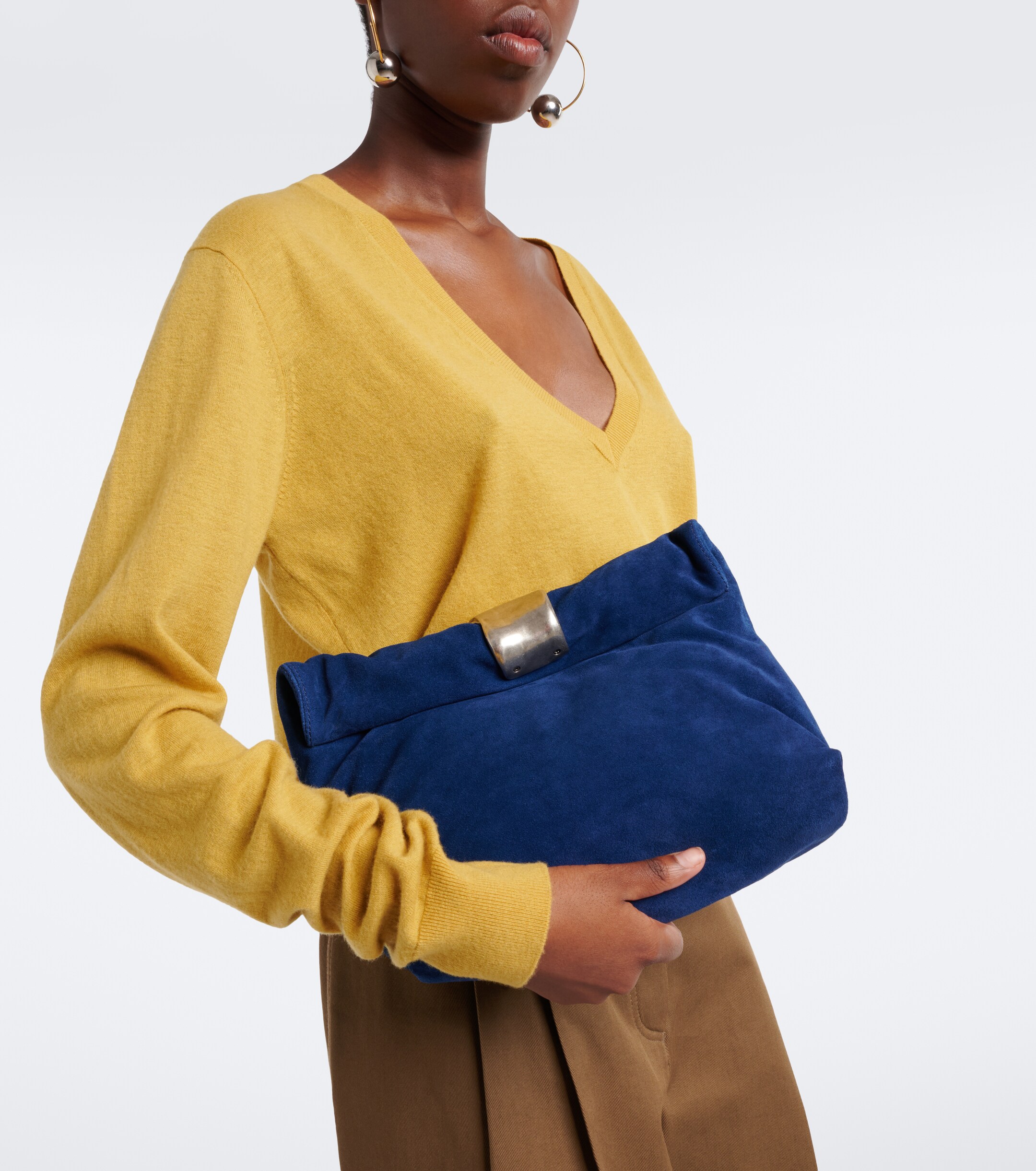 Staud Puff Small suede clutch
