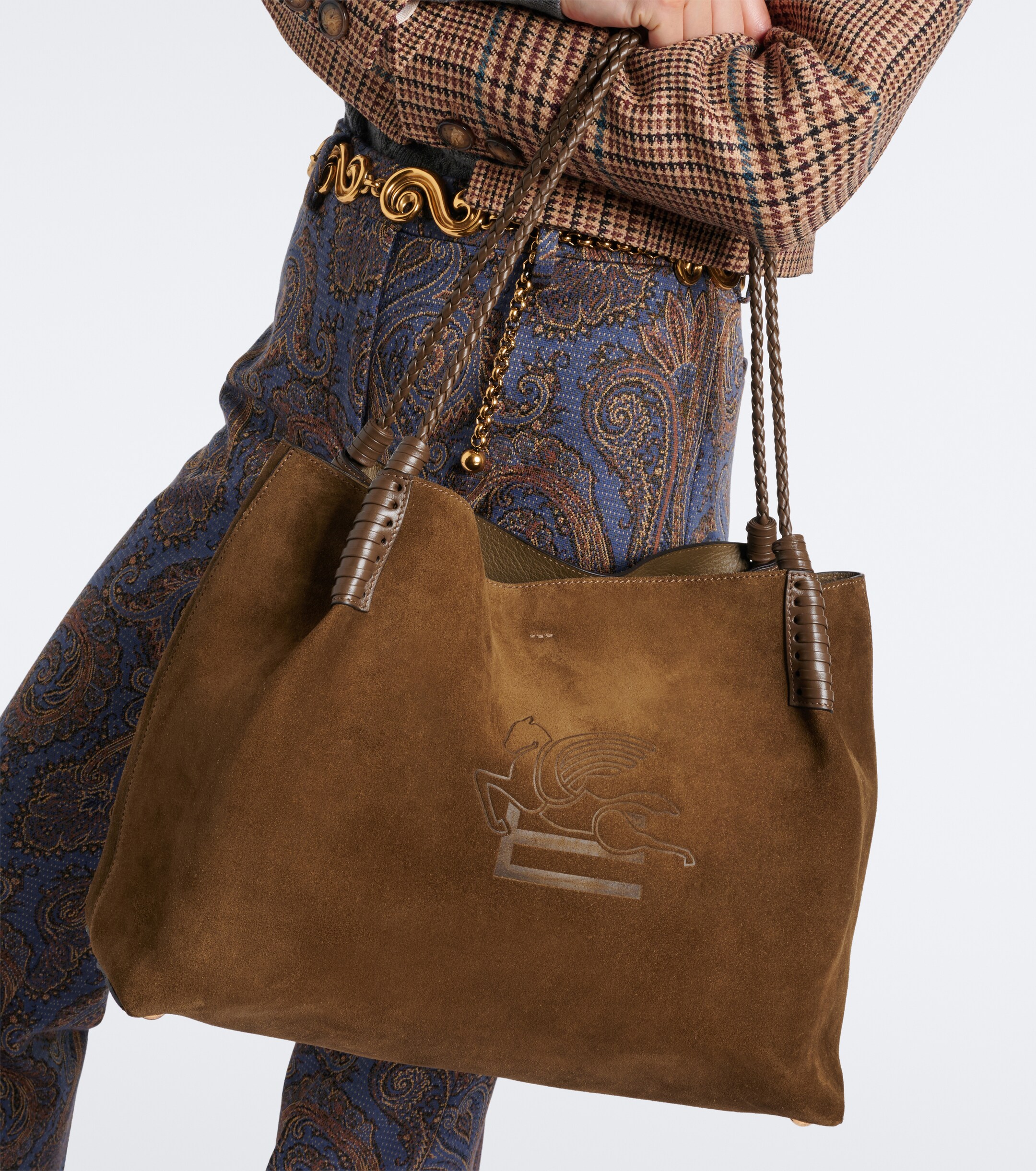 Etro Libra Large suede tote bag